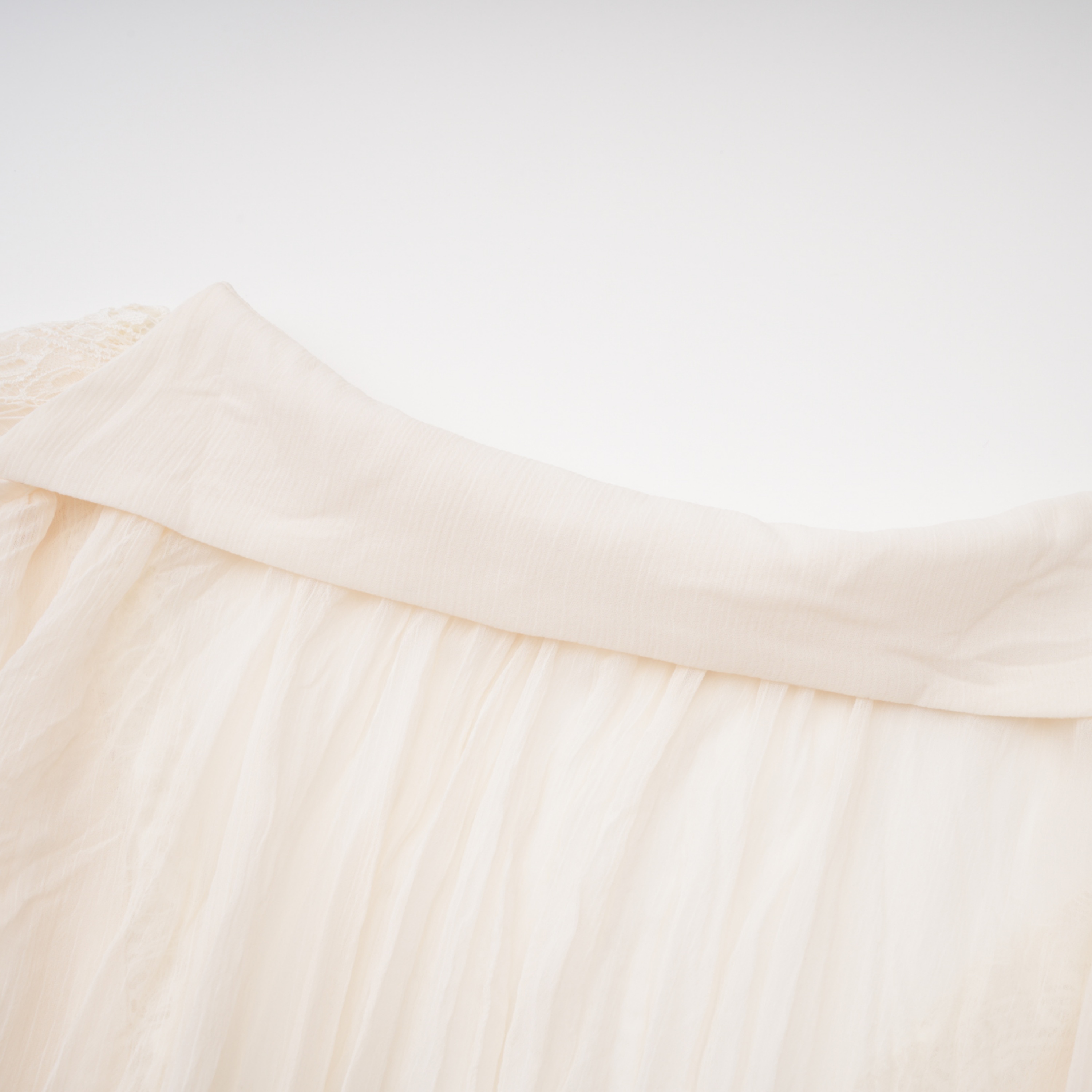 Fernanda Cream Ruched Mini Dress with Lace Trim