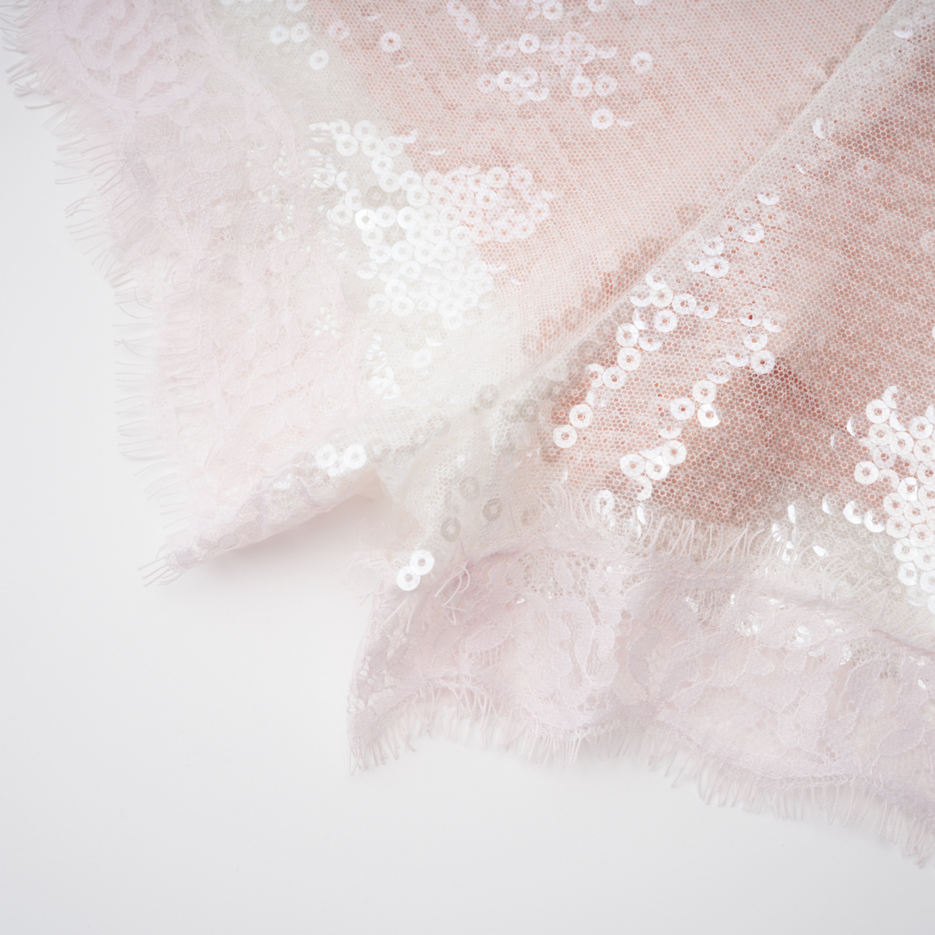 Fiona Neutral Sequin Top & Shorts Set with Lace Trim