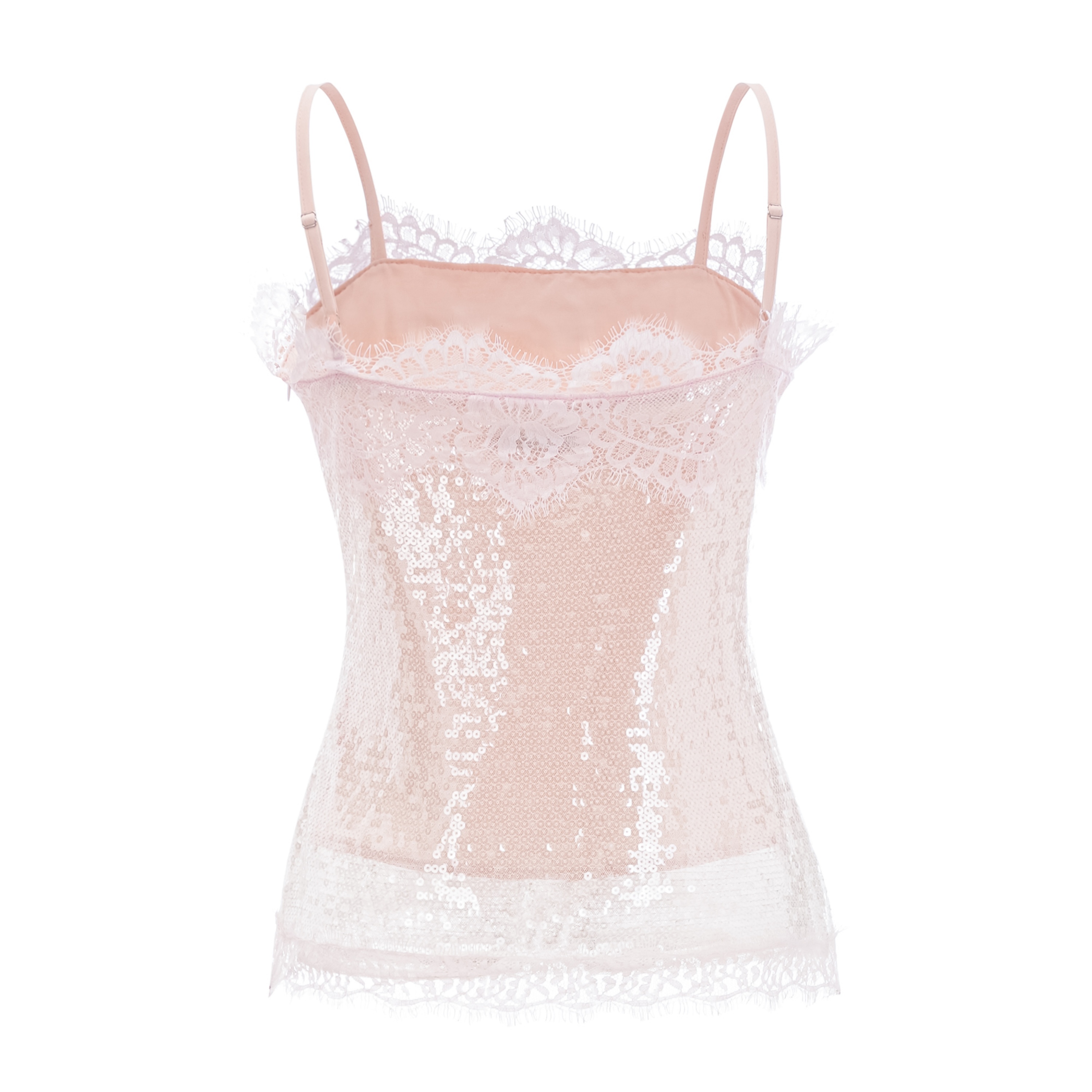 Fiona Neutral Sequin Top & Shorts Set with Lace Trim