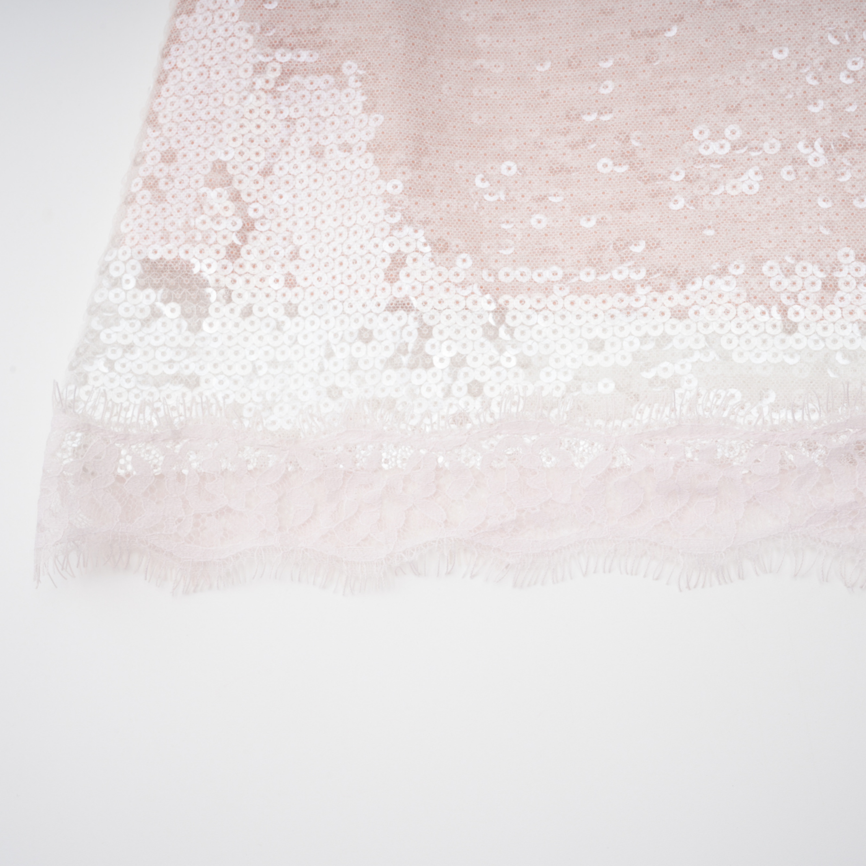 Fiona Neutral Sequin Top & Shorts Set with Lace Trim