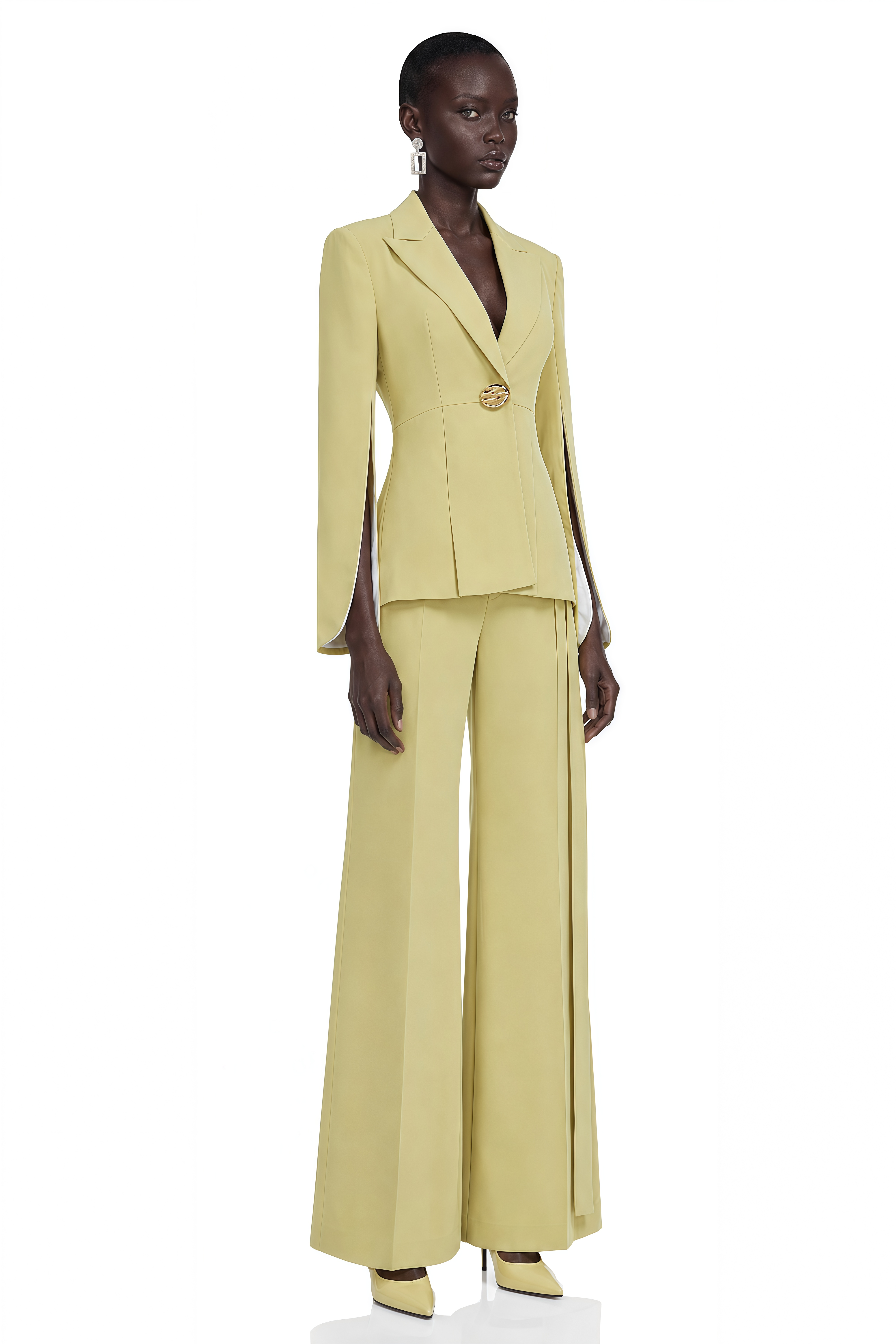 Fiorella Yellow Tailored Blazer & Wide-Leg Trousers Set