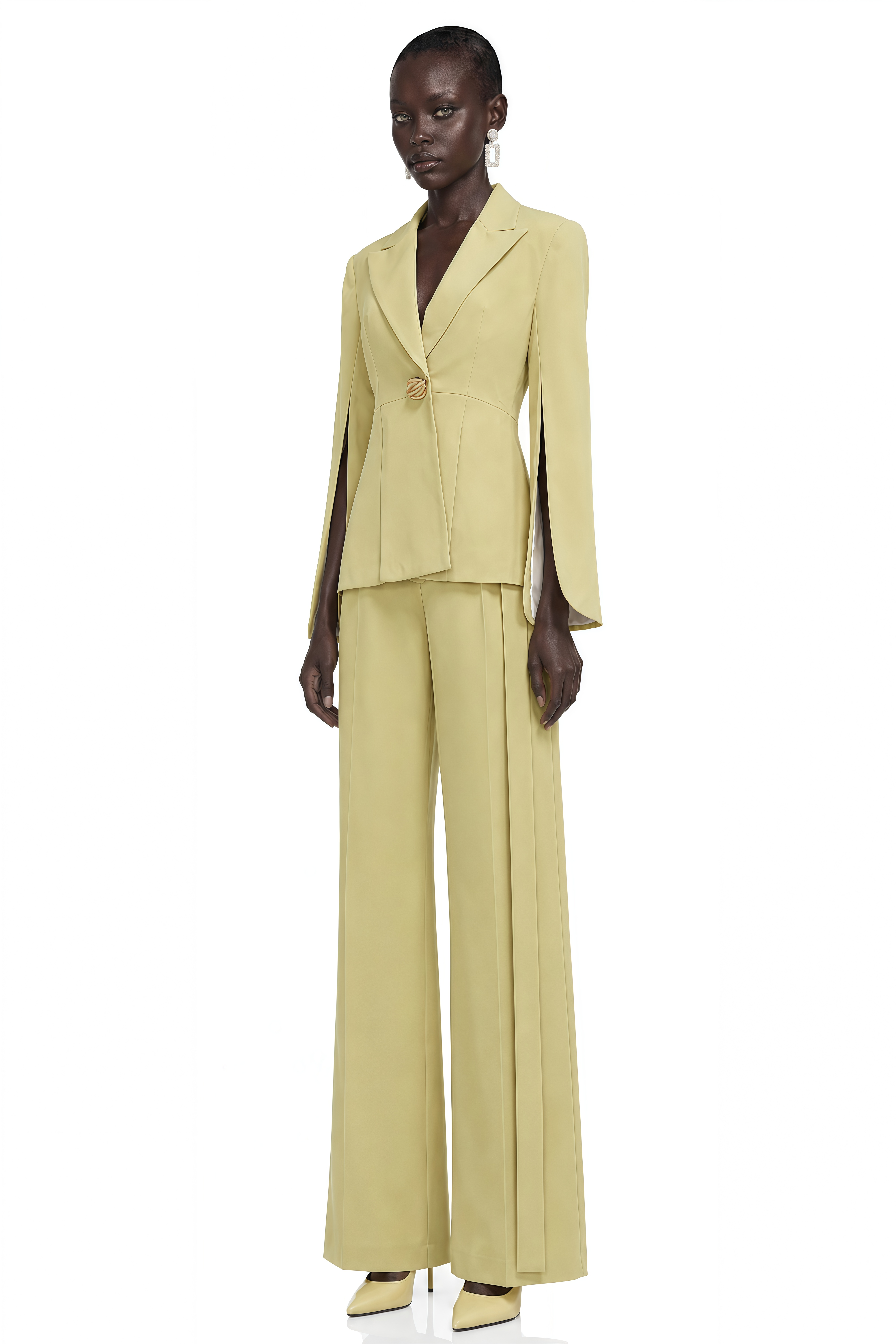 Fiorella Yellow Tailored Blazer & Wide-Leg Trousers Set