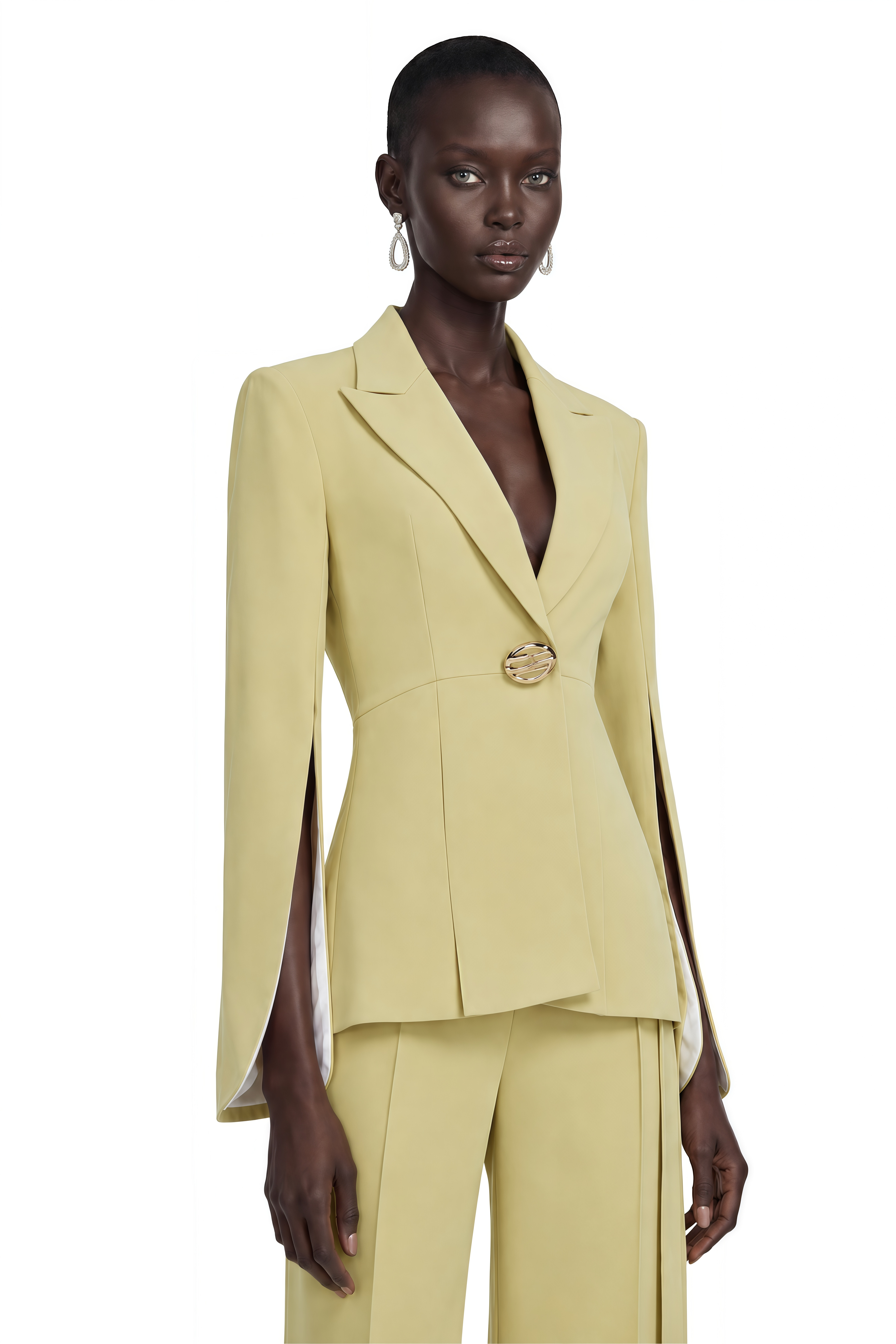 Fiorella Yellow Tailored Blazer & Wide-Leg Trousers Set