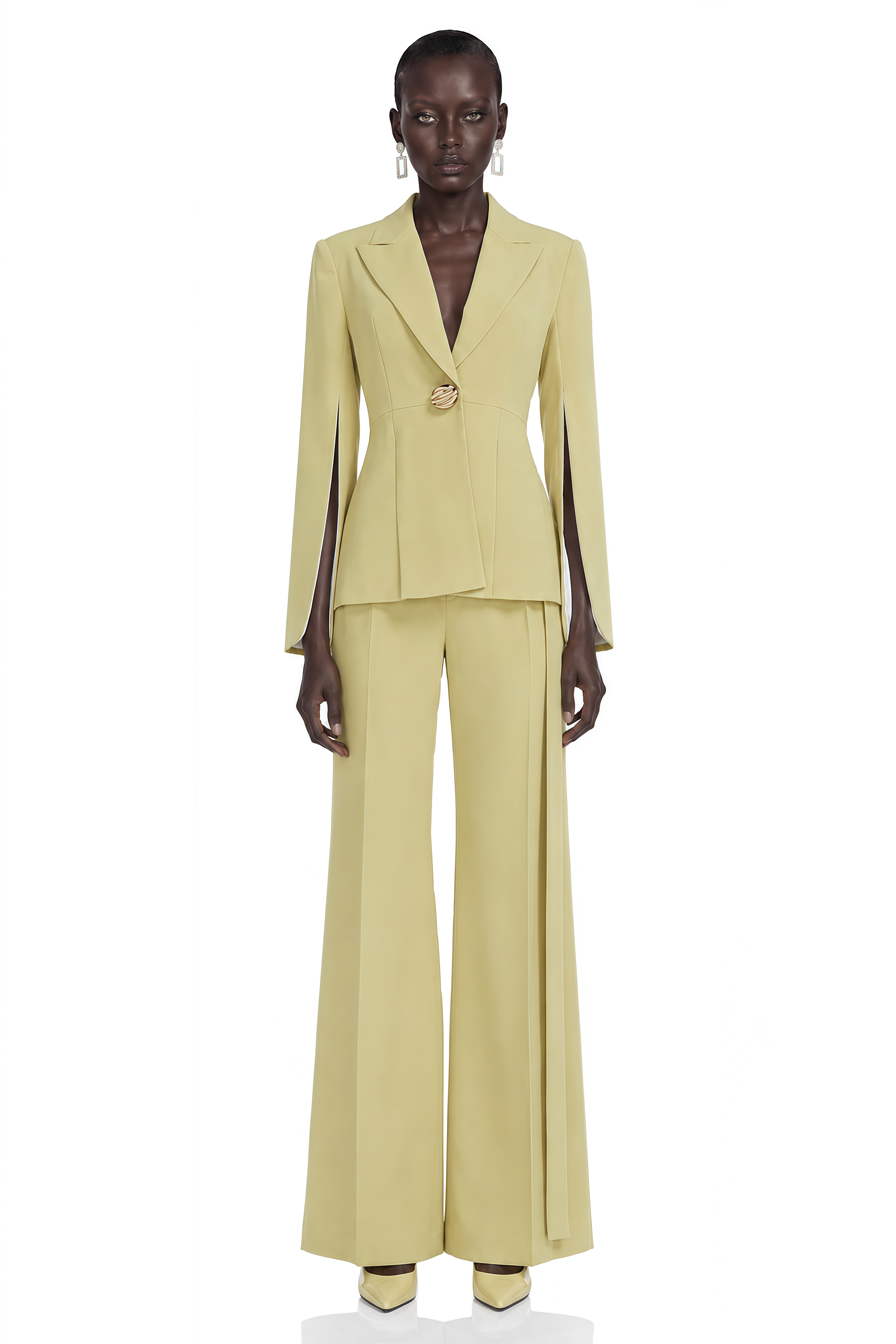 Fiorella Yellow Tailored Blazer & Wide-Leg Trousers Set