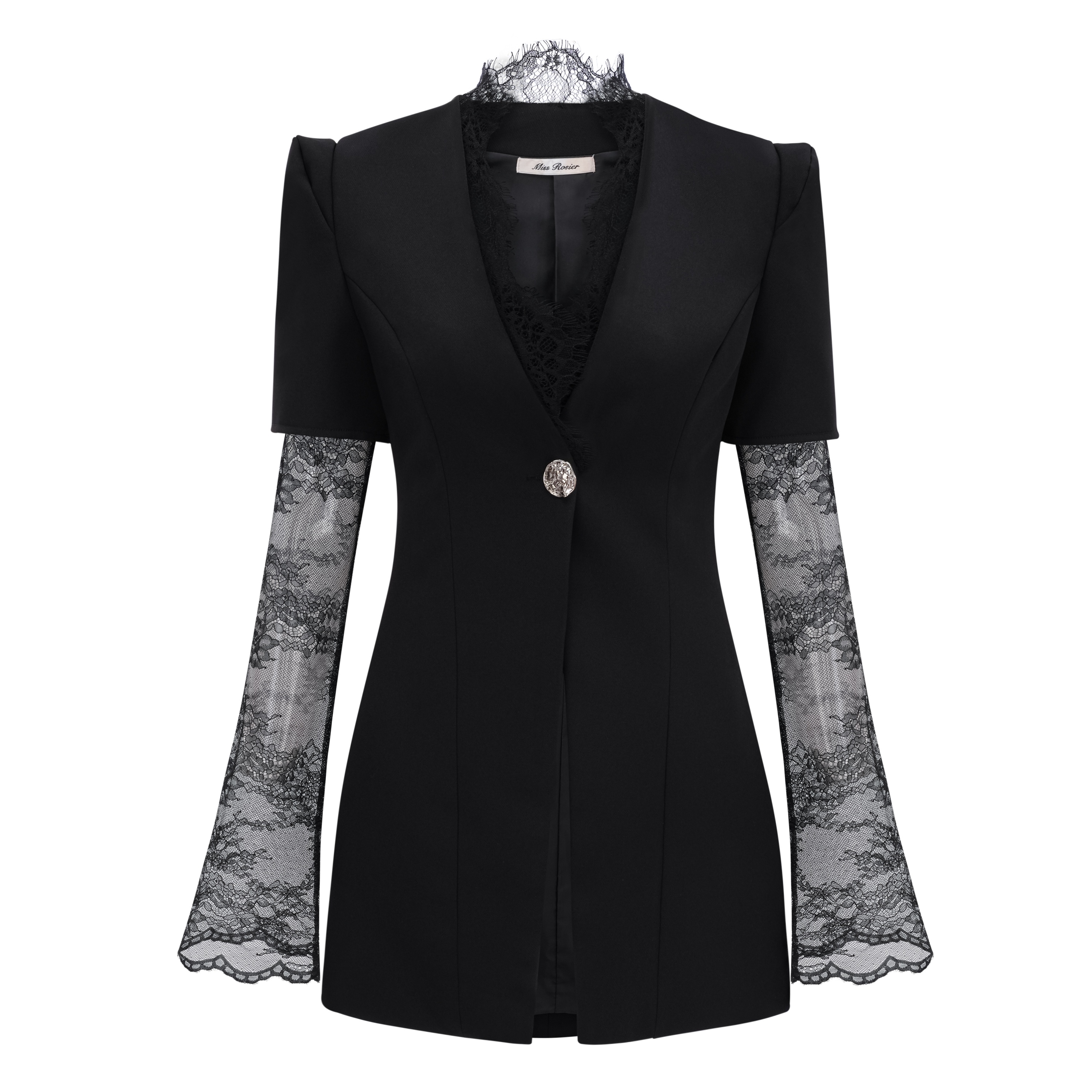 Florbela Black Lace Panel Blazer & Trouser Set