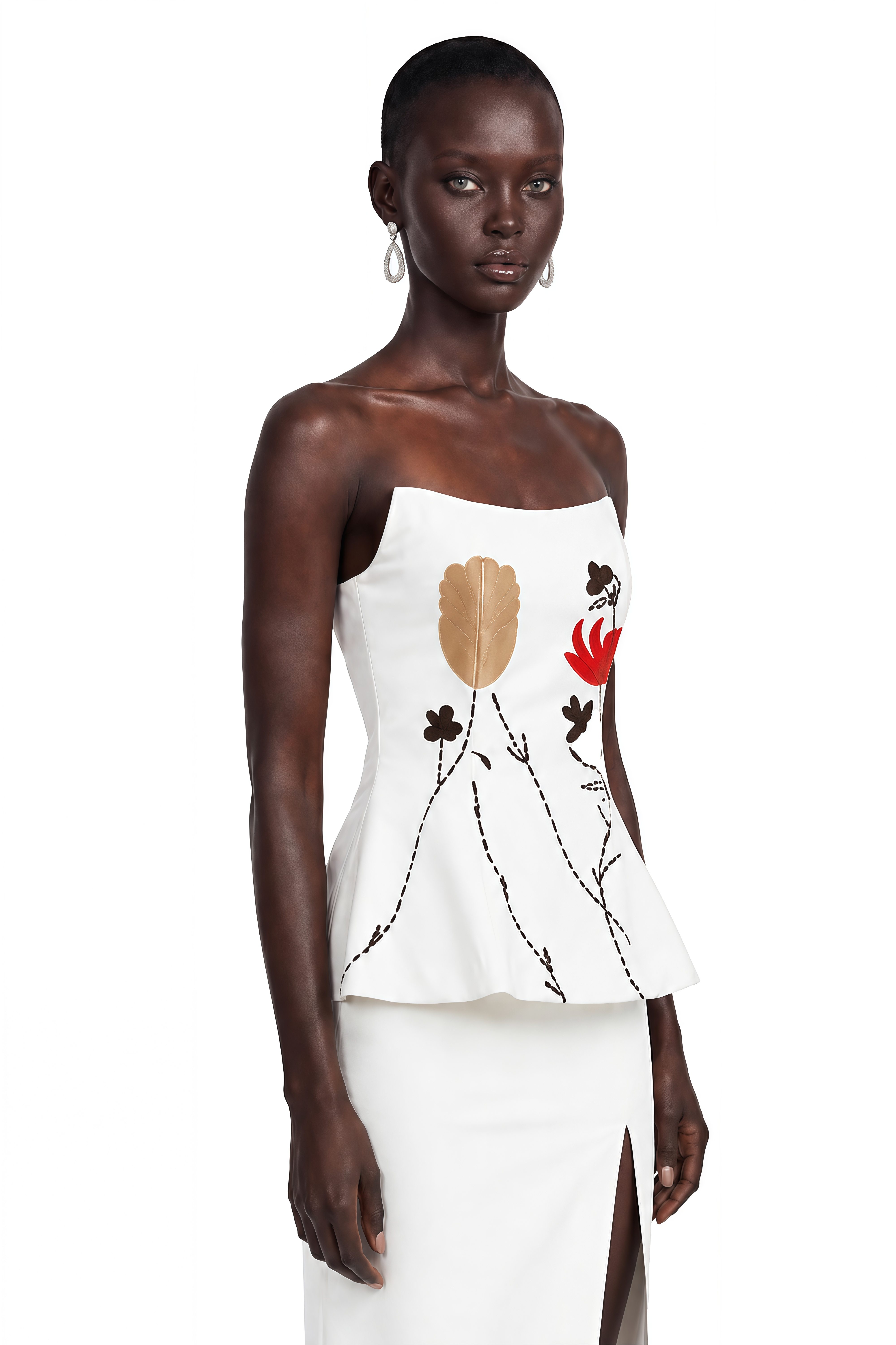 Florimel White Floral Corset Top & Maxi Skirt Set