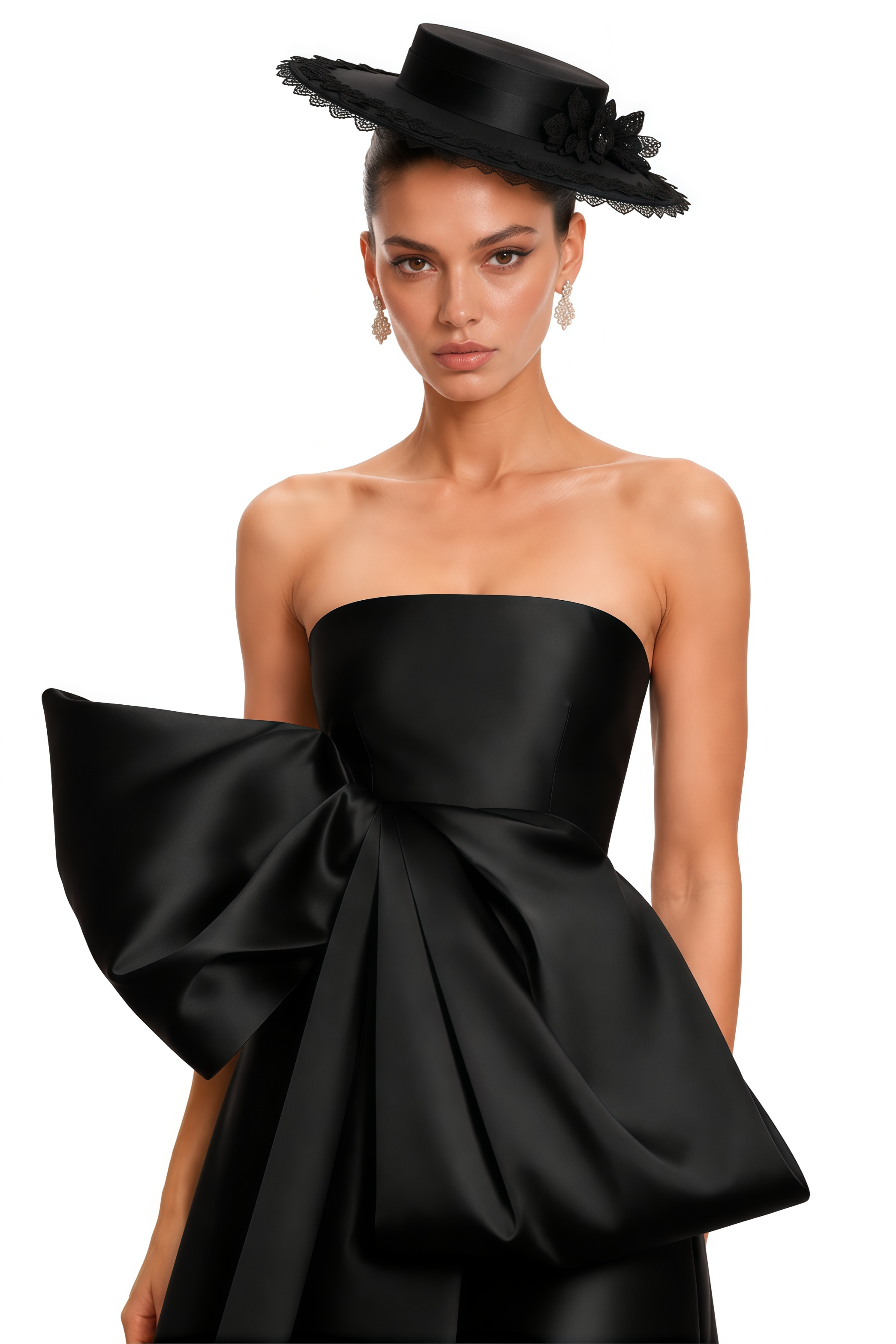 Frankie Black Strapless Oversized Bow Maxi Dress