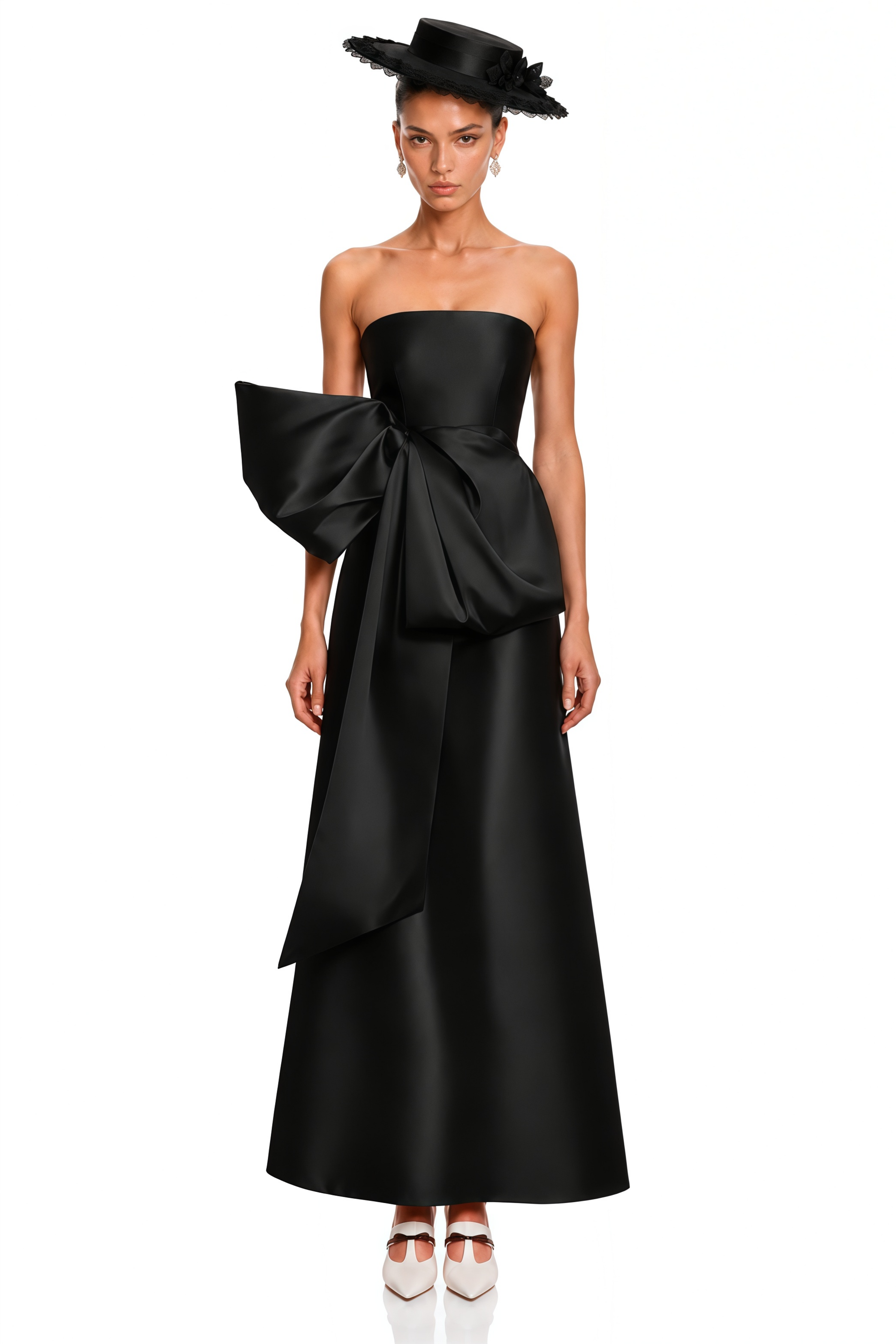 Frankie Black Strapless Oversized Bow Maxi Dress