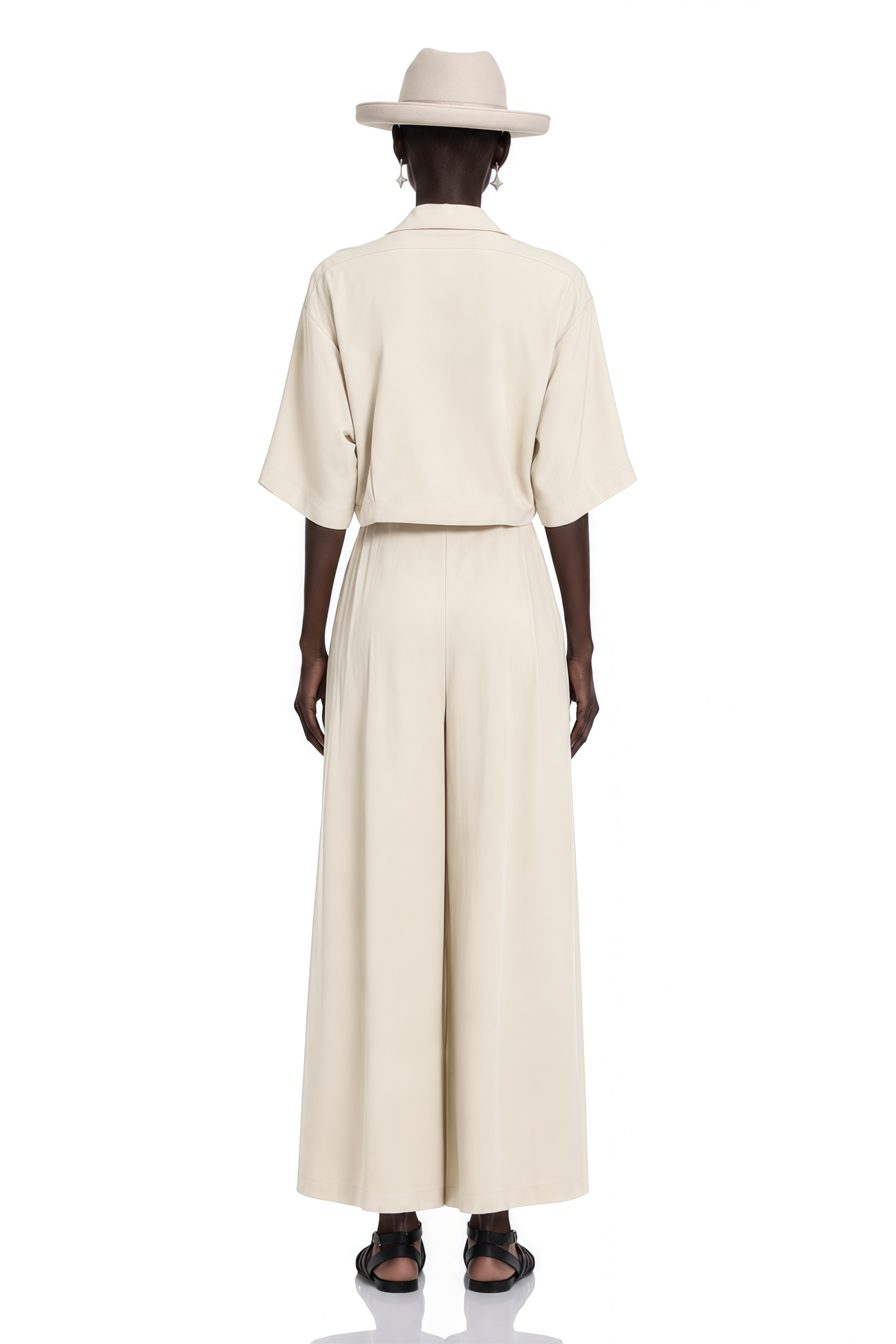 Georgia Beige Tie-Front Short Sleeve Top & Skirt Set