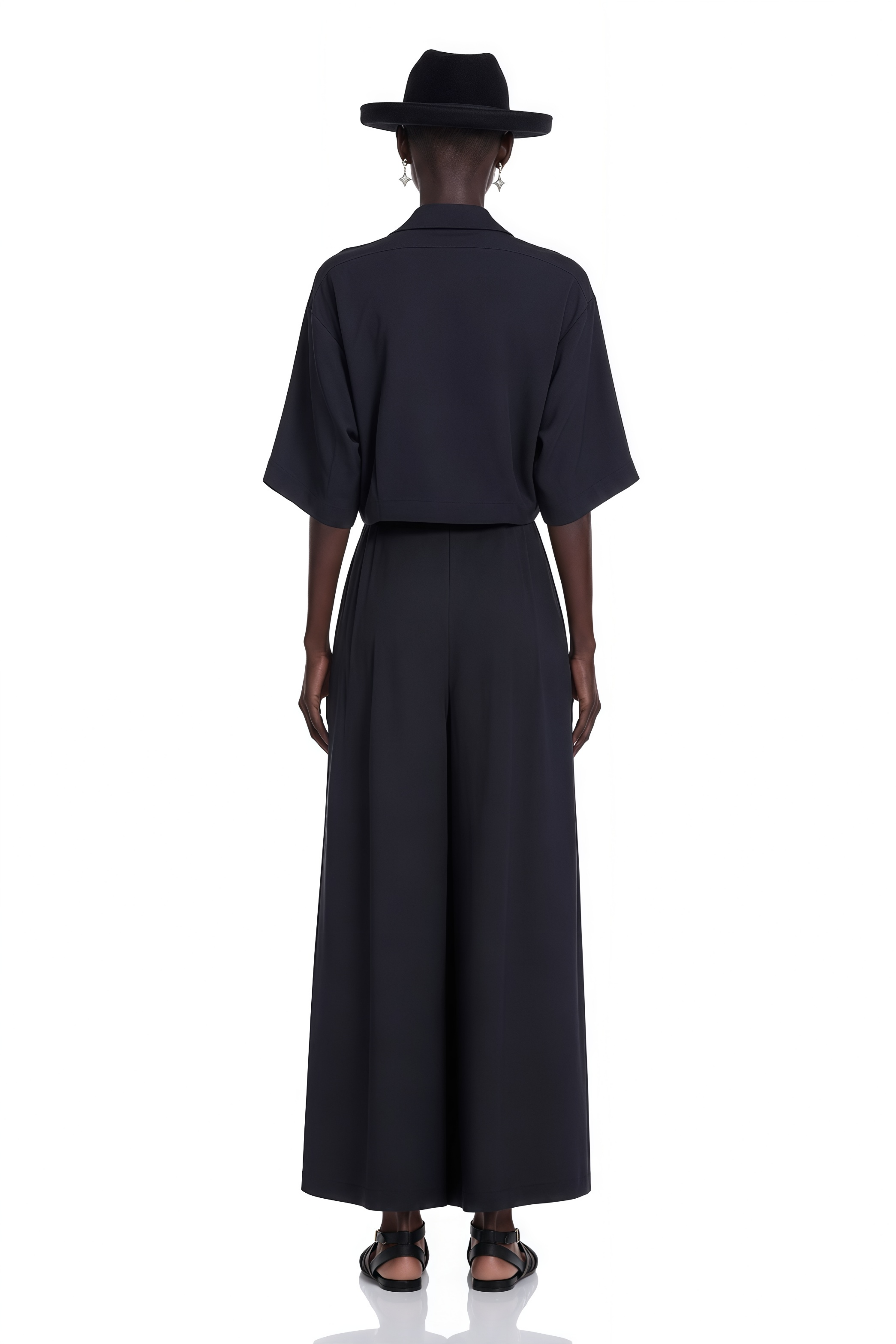 Georgia Navy Blue Tie-Front Short Sleeve Top & Skirt Set