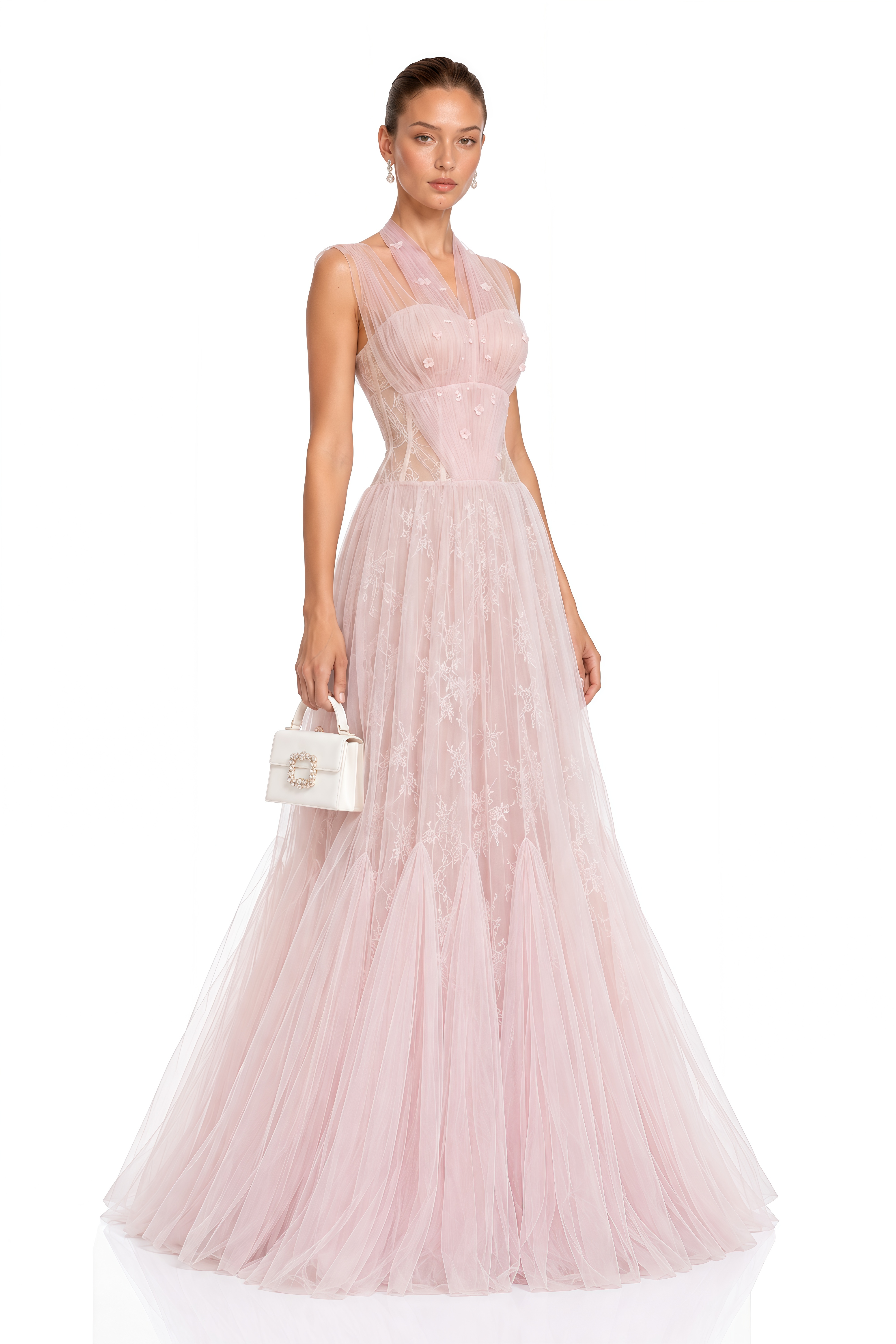 Ginevra Pink Floral Embroidered Maxi Dress