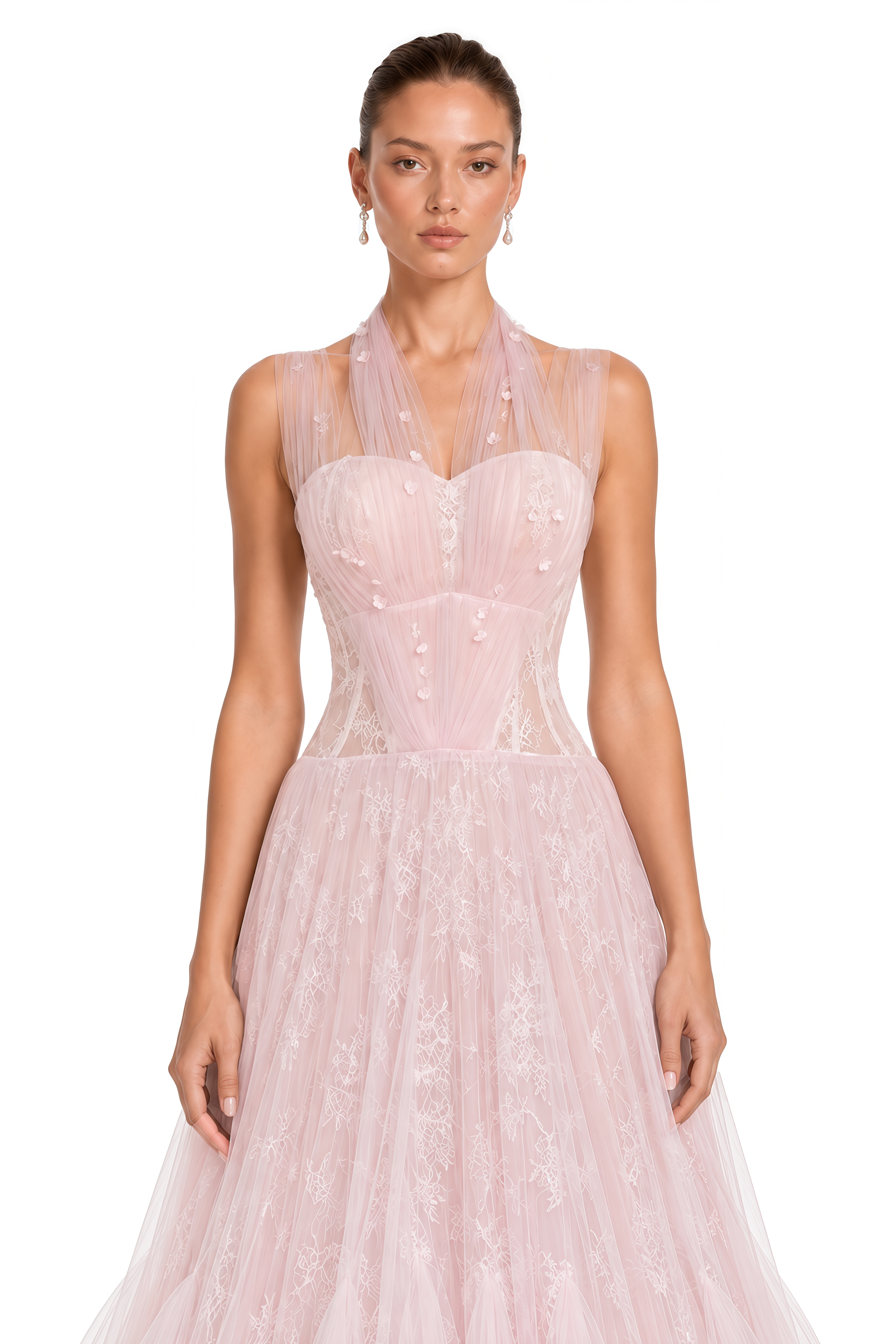 Ginevra Pink Floral Embroidered Maxi Dress