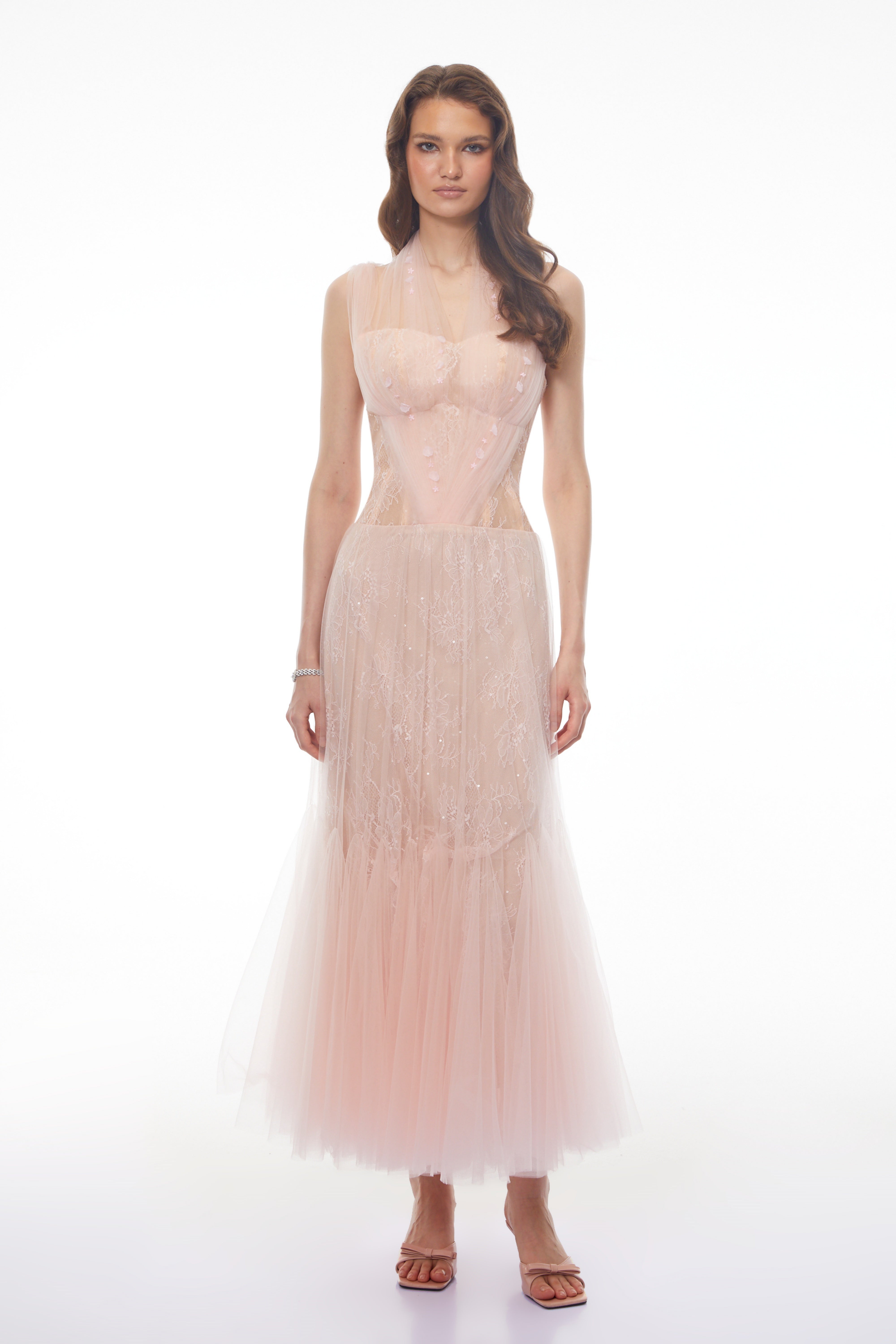 Ginevra Pink Floral Embroidered Maxi Dress