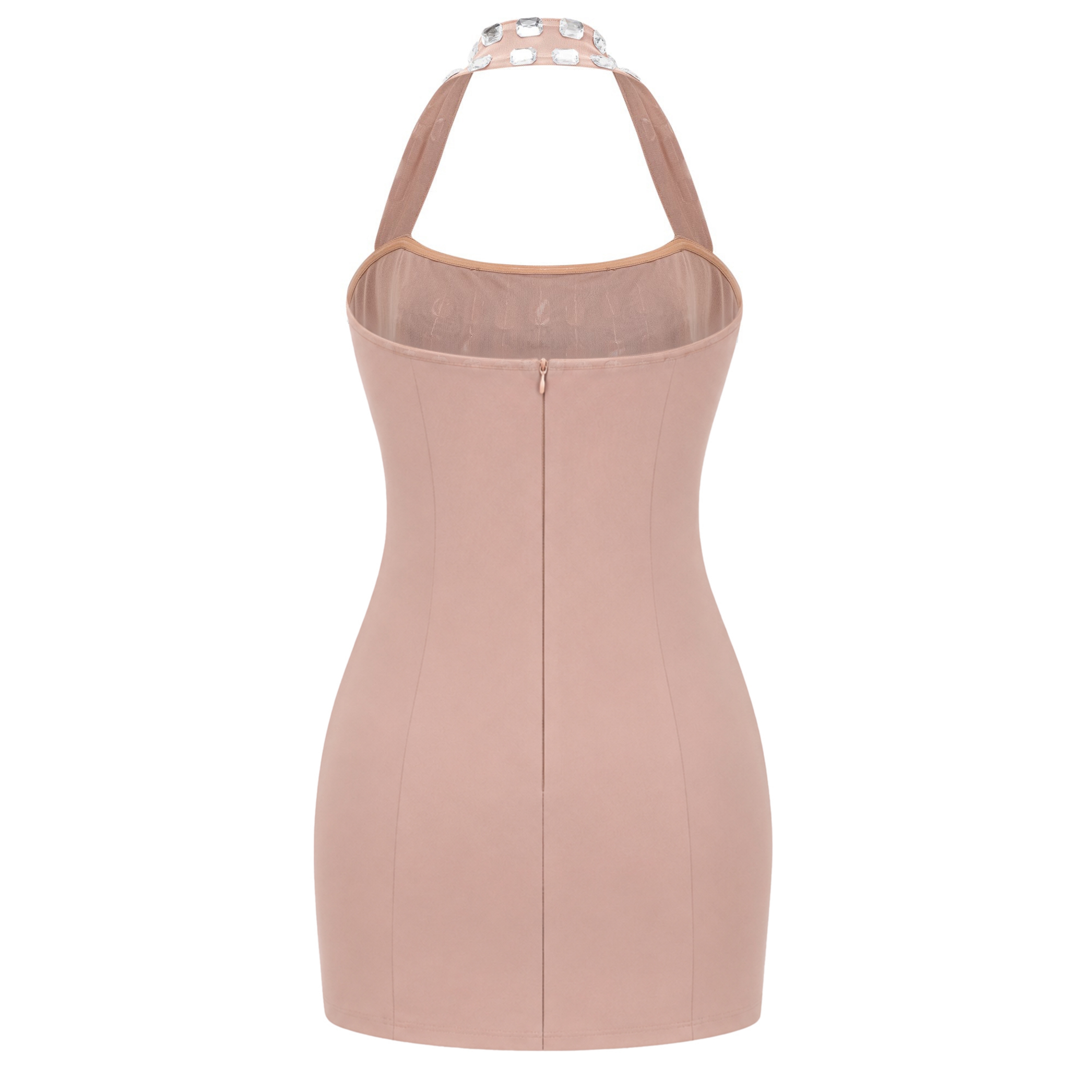 Giustina Silver Halterneck Bowknot Crystal Mini Dress
