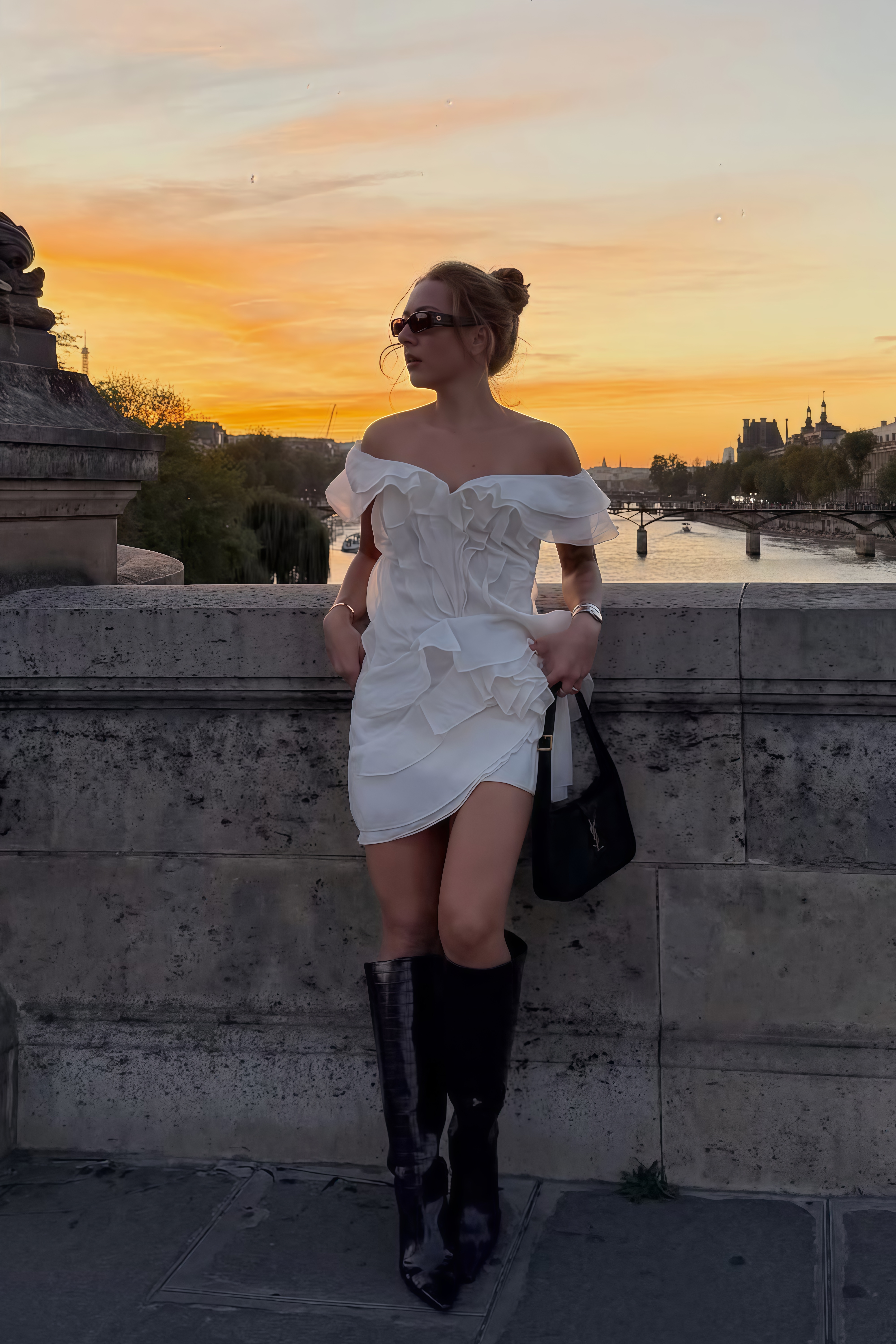 Hélène faux-flower layered ruffled mini dress