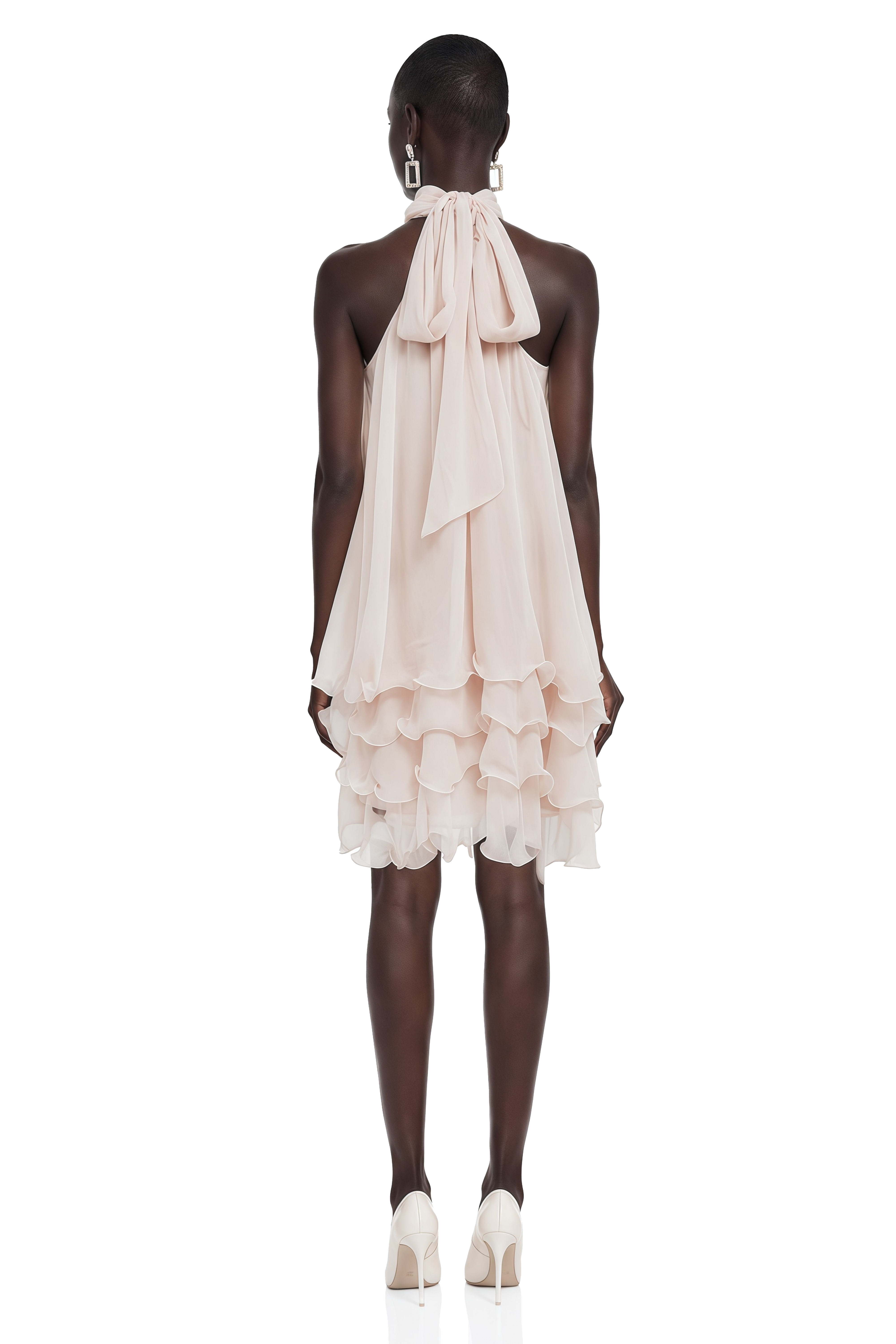 Haki Pink Sleeveless Tiered Ruffled Mini Dress