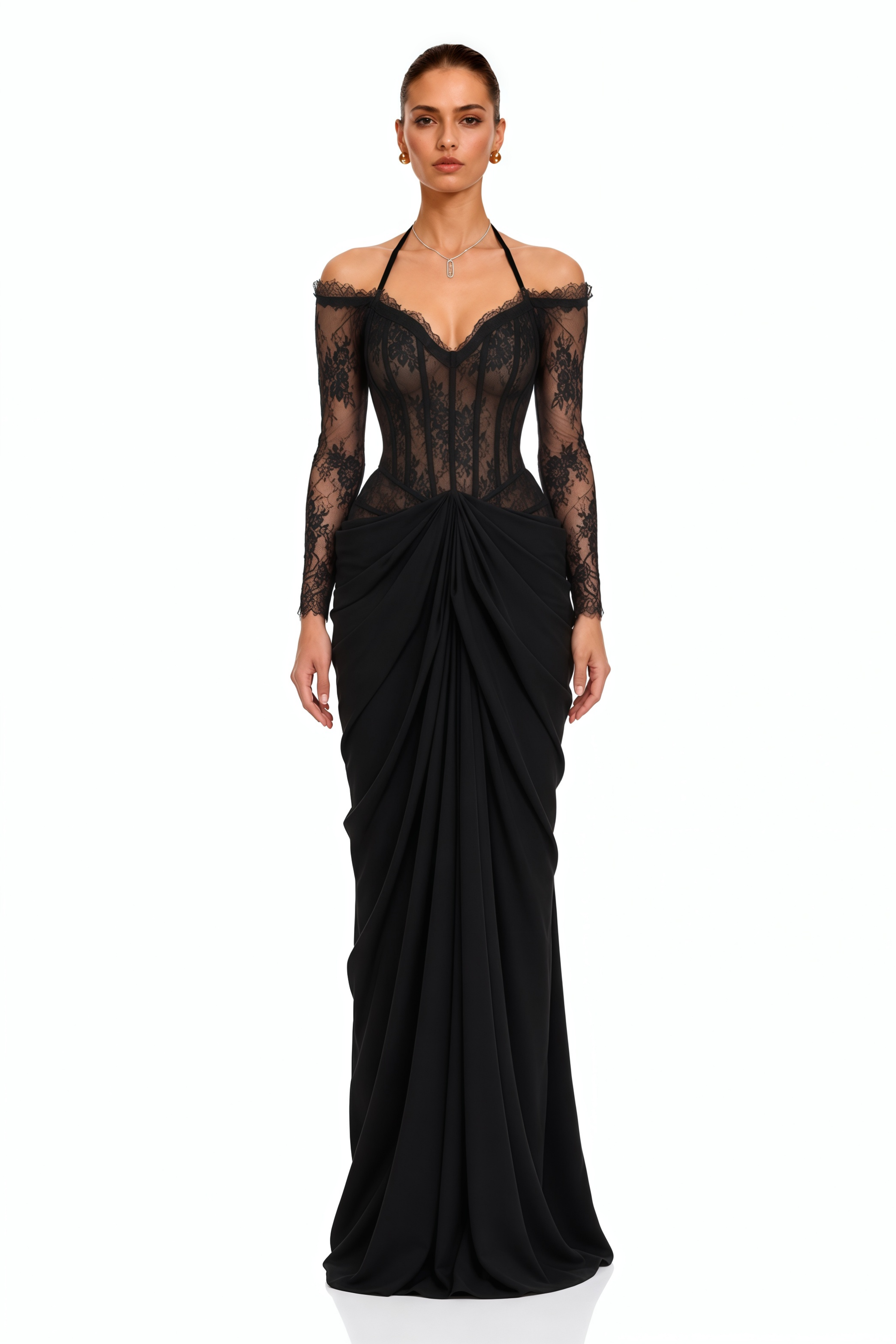 corset dress long sleeve maxi Harriet Black Lace – Miss Rosier Choose Your Fabric Type:Natural Cotton Spandex Jersey (Light Natural Color) 58