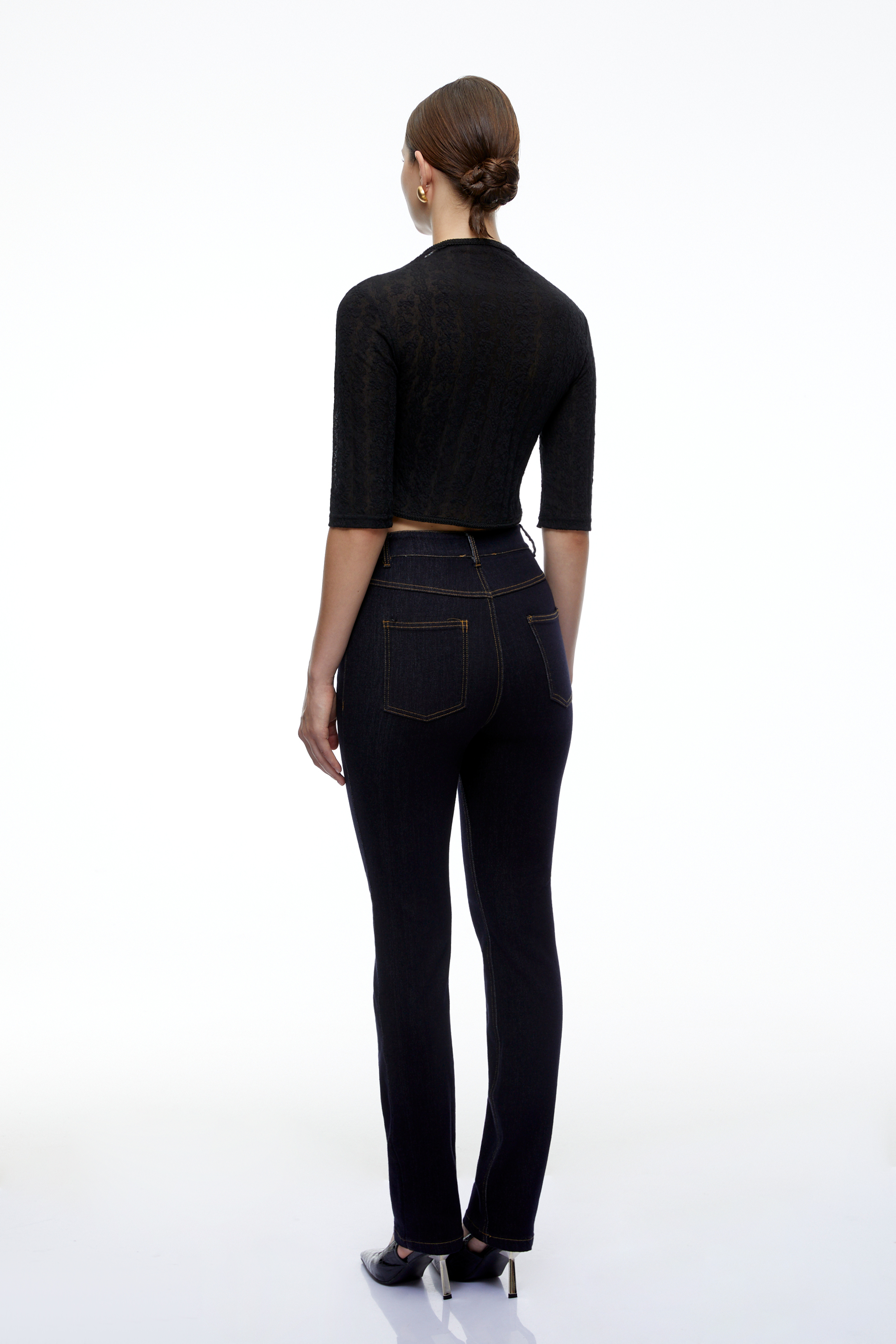 Helena Black Lace Cropped Jacket