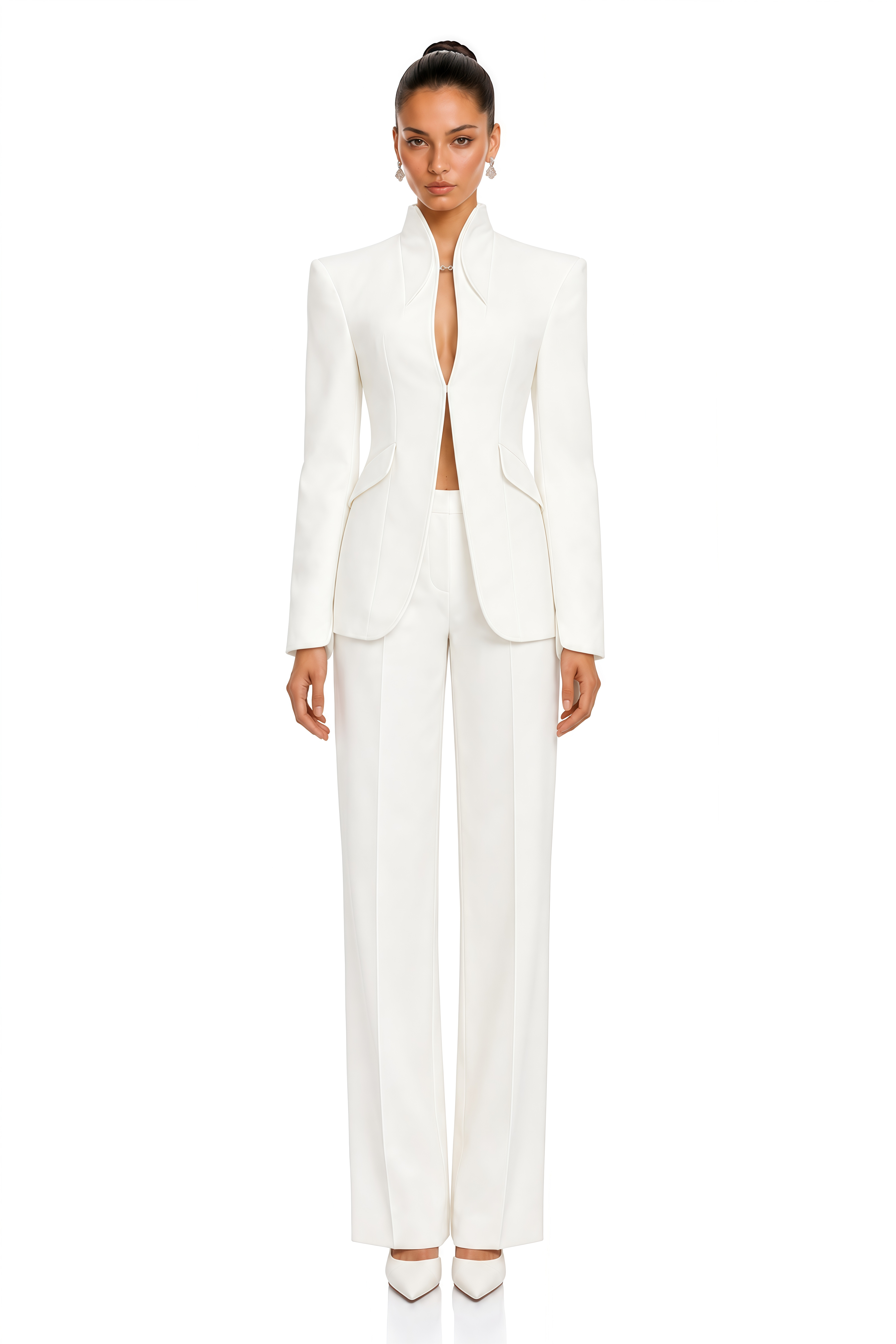 Helena White Structured Blazer Jacket