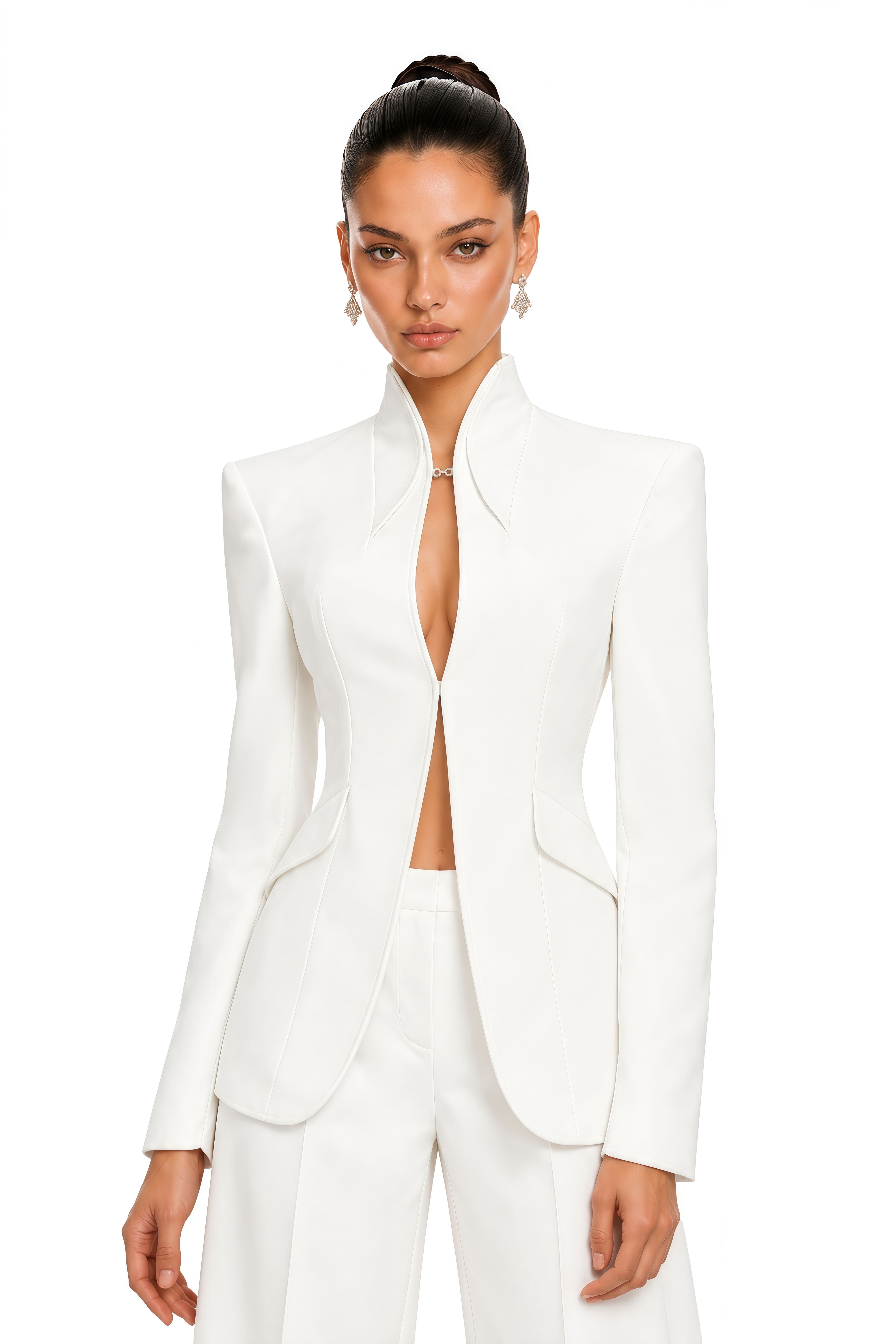 Helena White Structured Blazer Jacket