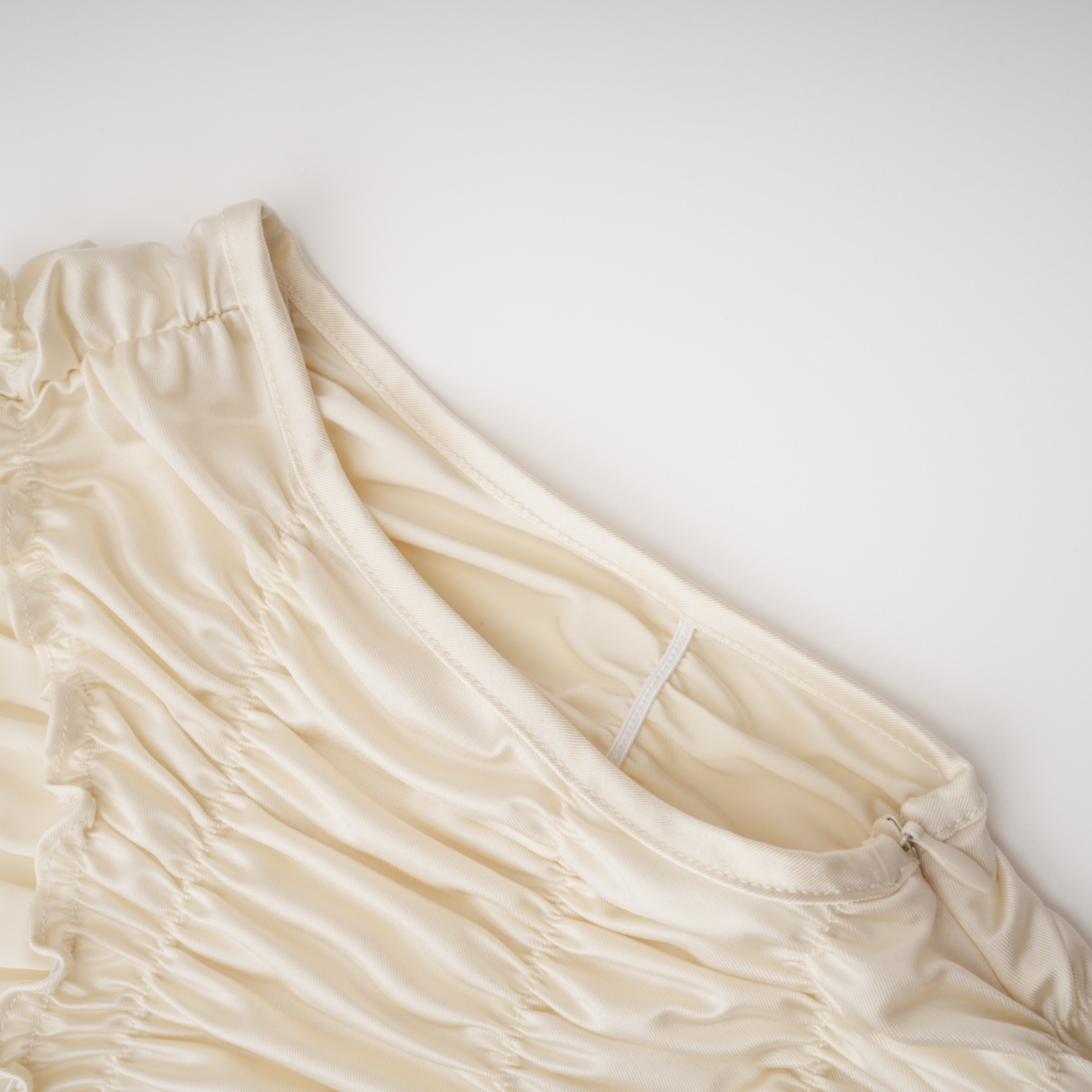 Hestia Champagne Ruched Asymmetrical Maxi Dress