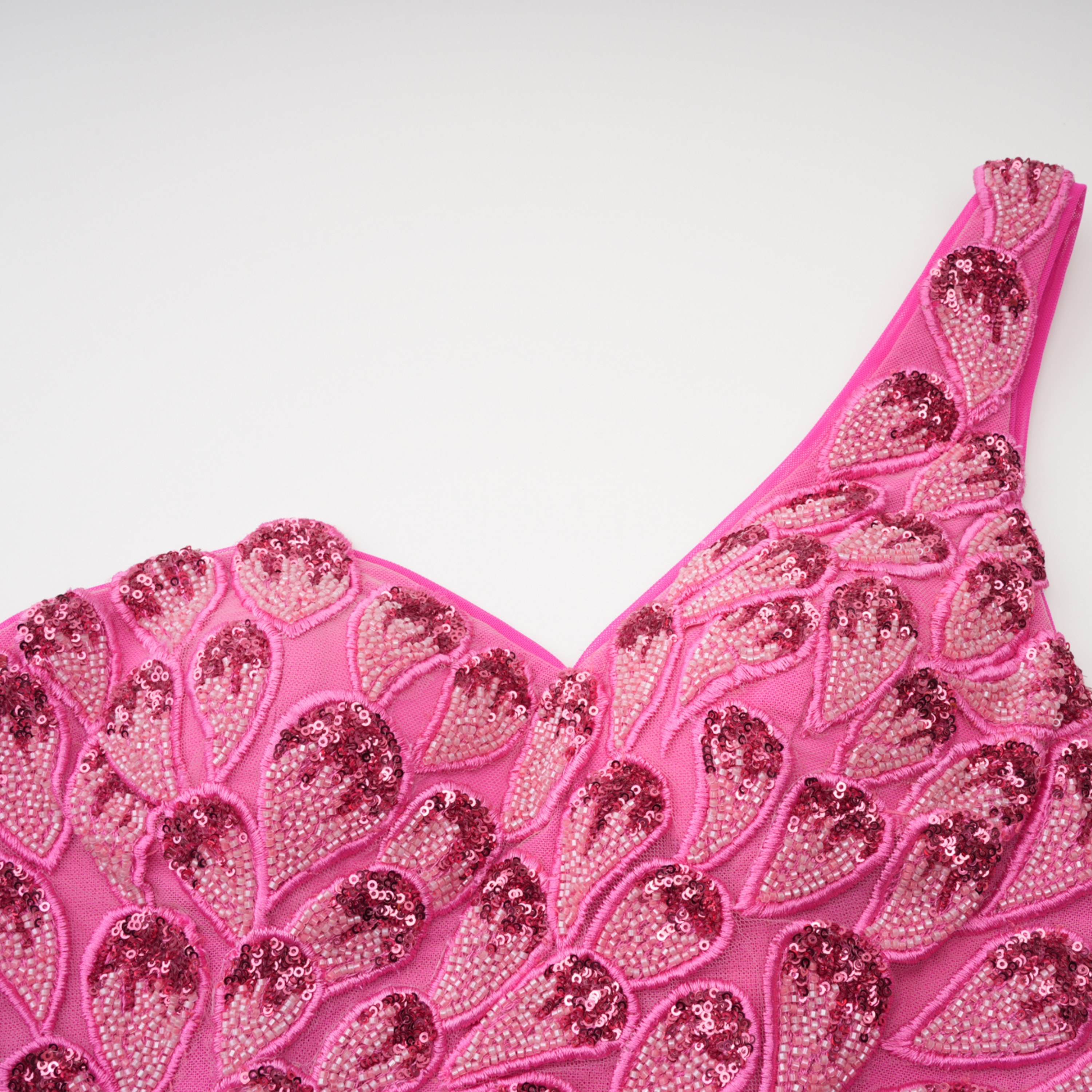 Hestia Pink Asymmetrical Embellished Maxi Dress