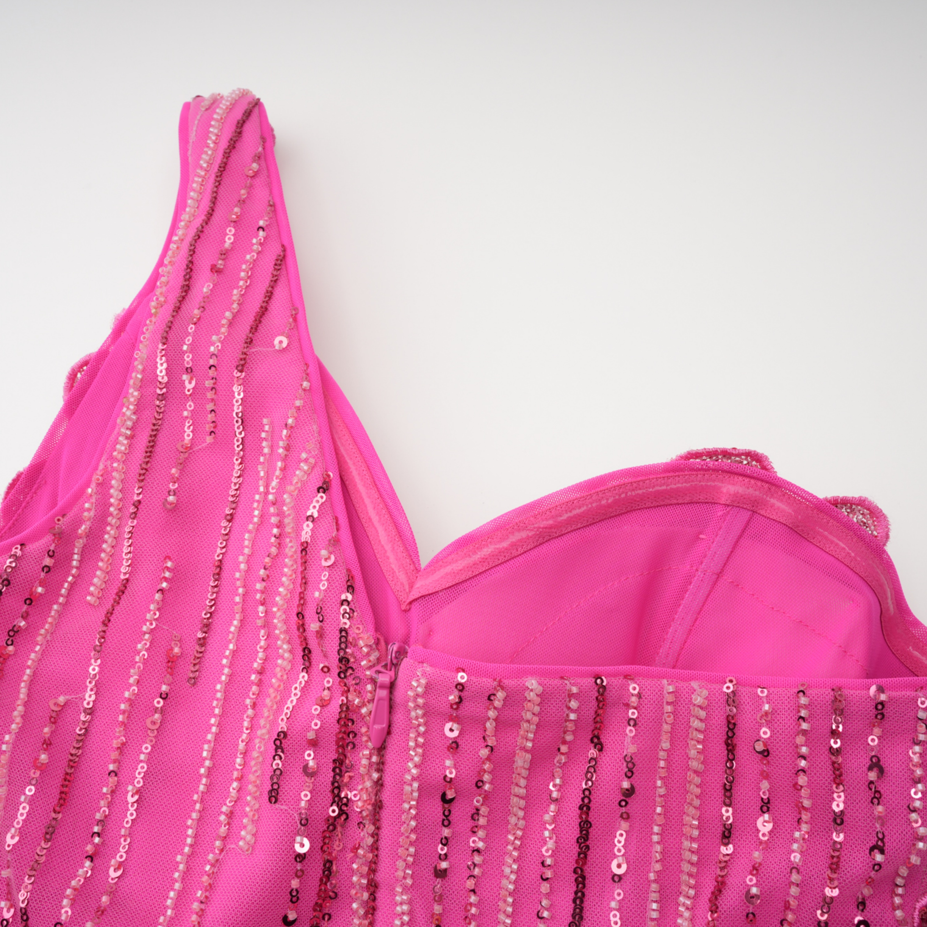 Hestia Pink Asymmetrical Embellished Maxi Dress