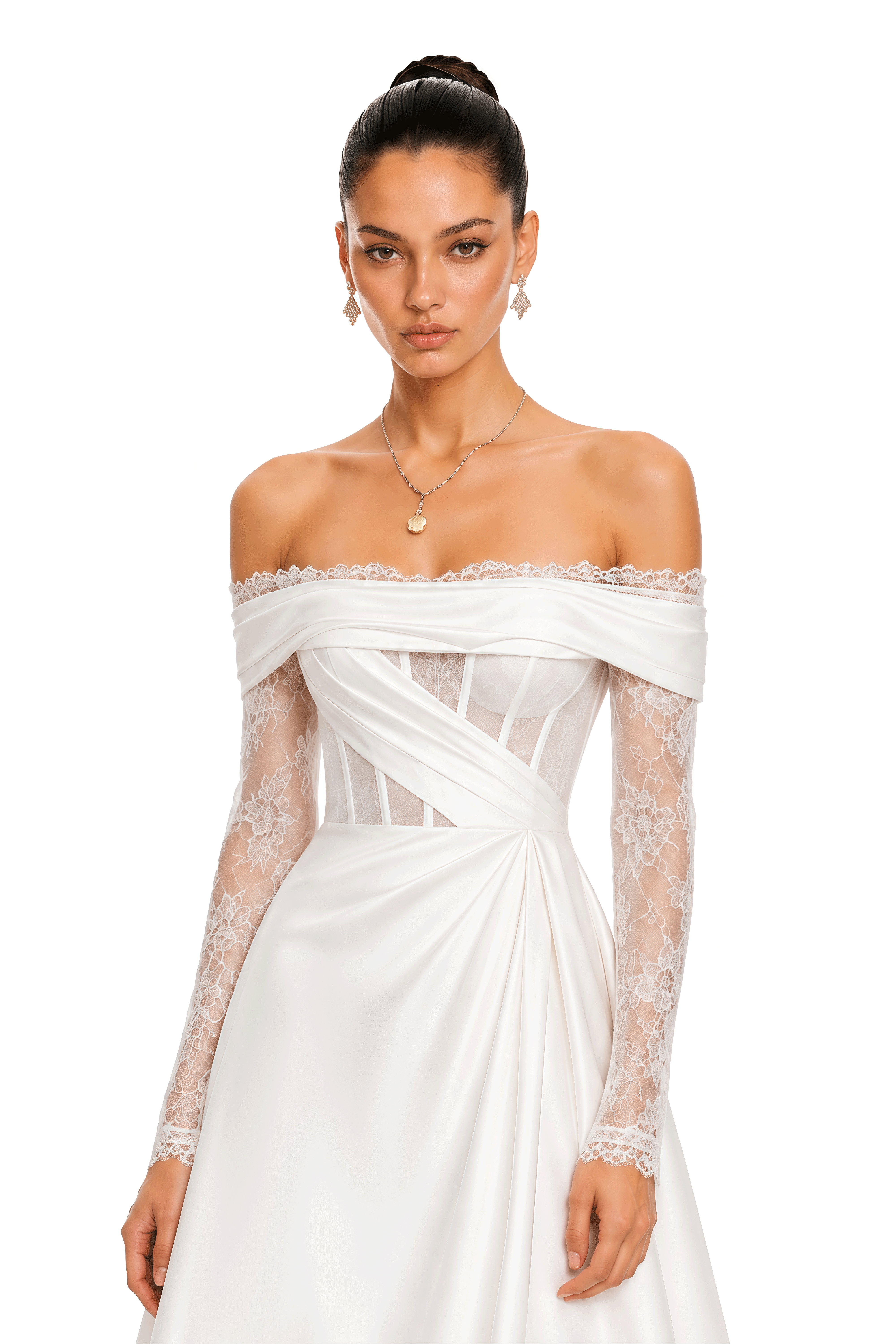 Hilda White Lace Off-Shoulder Maxi Dress