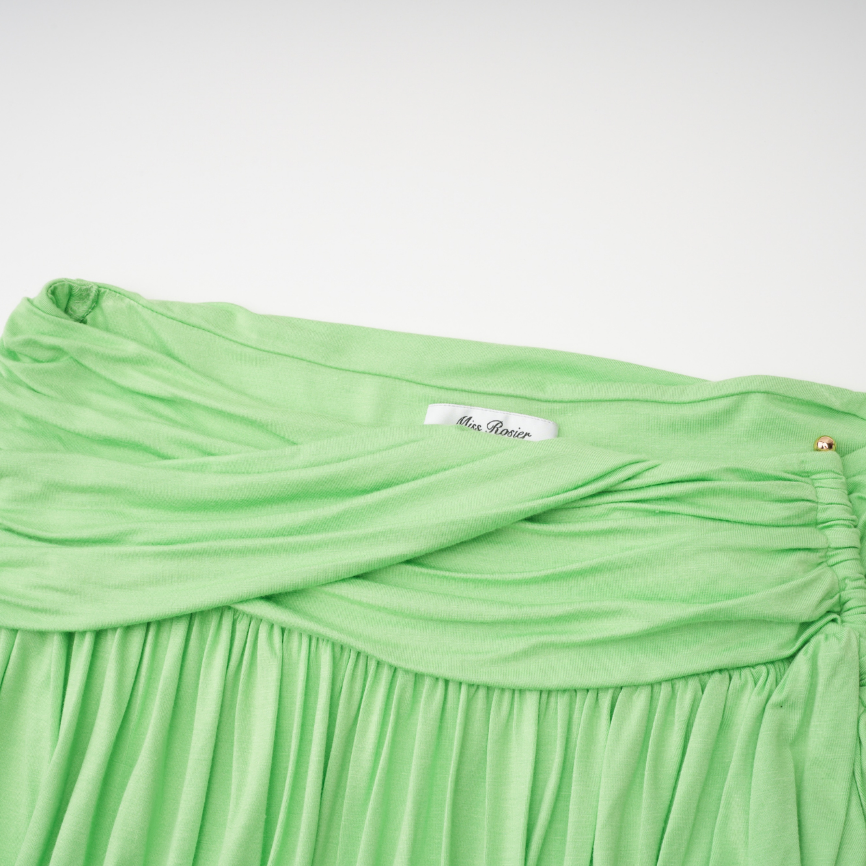 Idalina Green Cross Front Ruched Top & Skirt Set