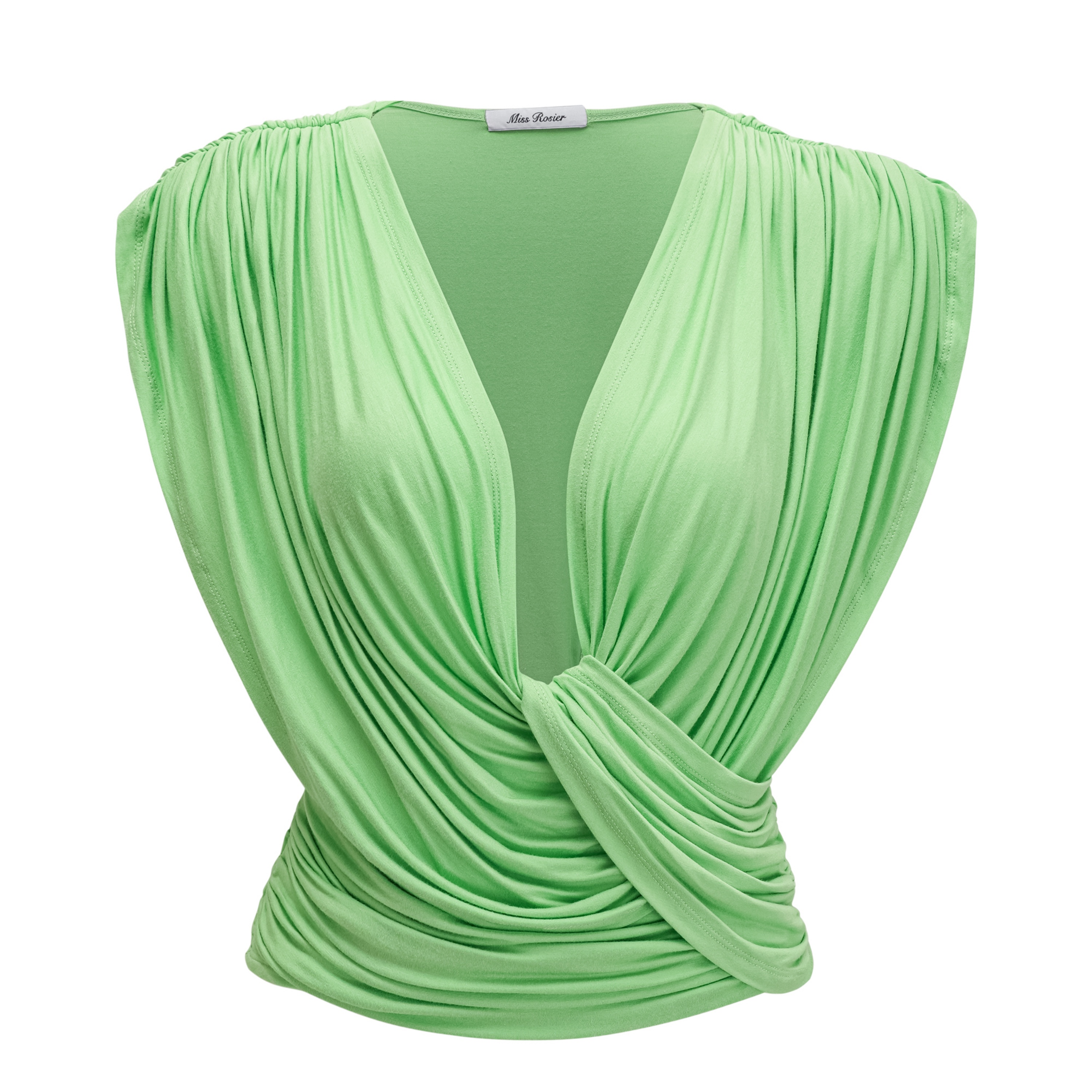 Idalina Green Cross Front Ruched Top & Skirt Set