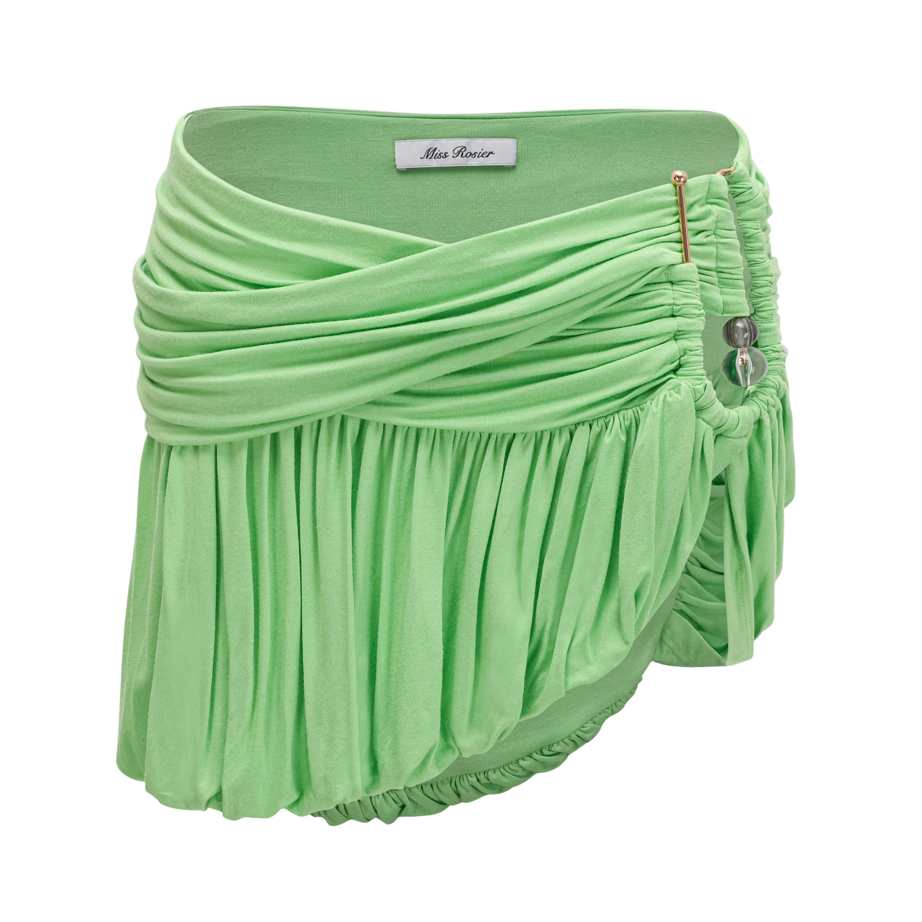Idalina Green Cross Front Ruched Top & Skirt Set