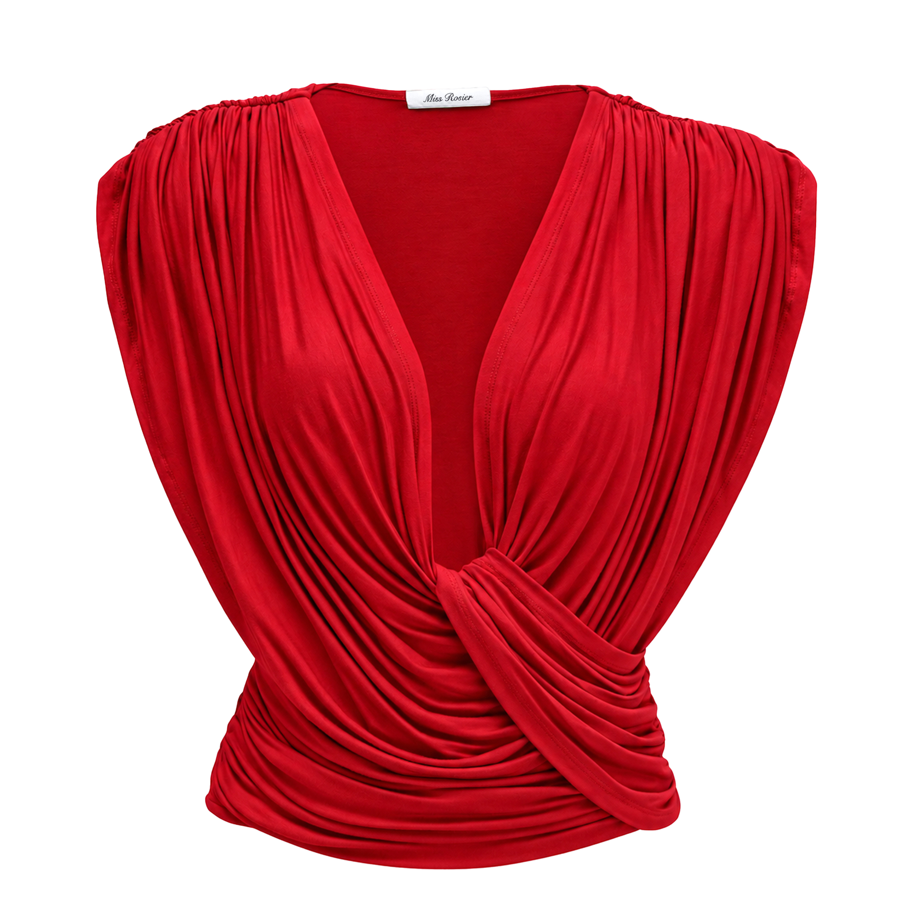Idalina Red Cross Front Ruched Top & Skirt Set