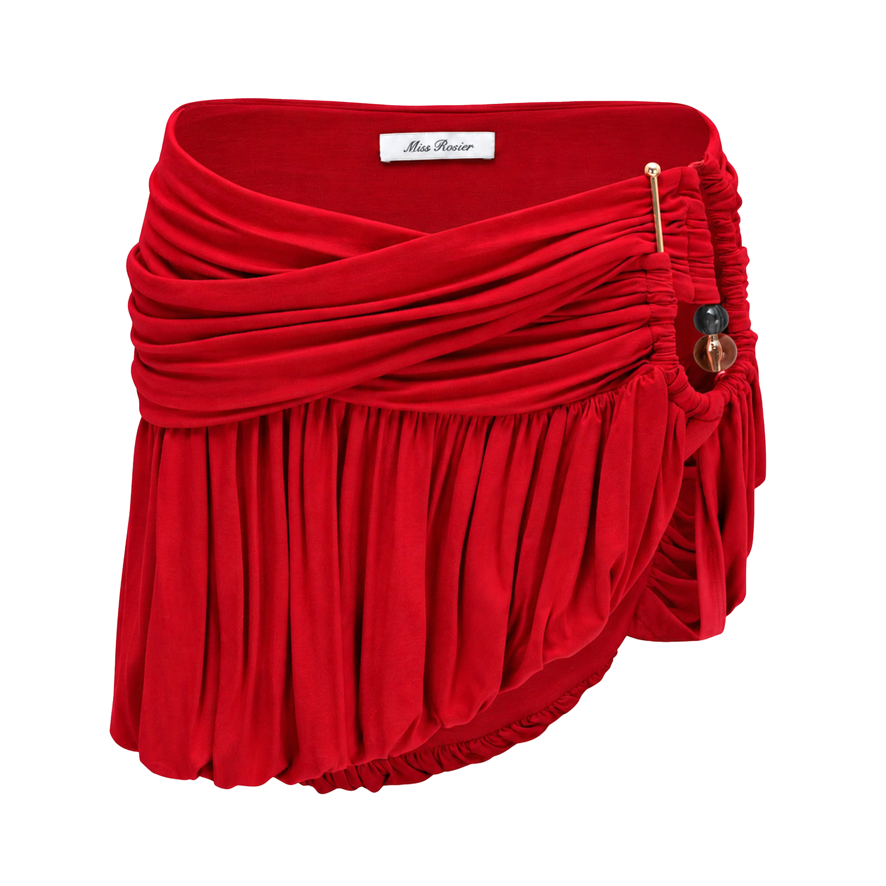 Idalina Red Cross Front Ruched Top & Skirt Set