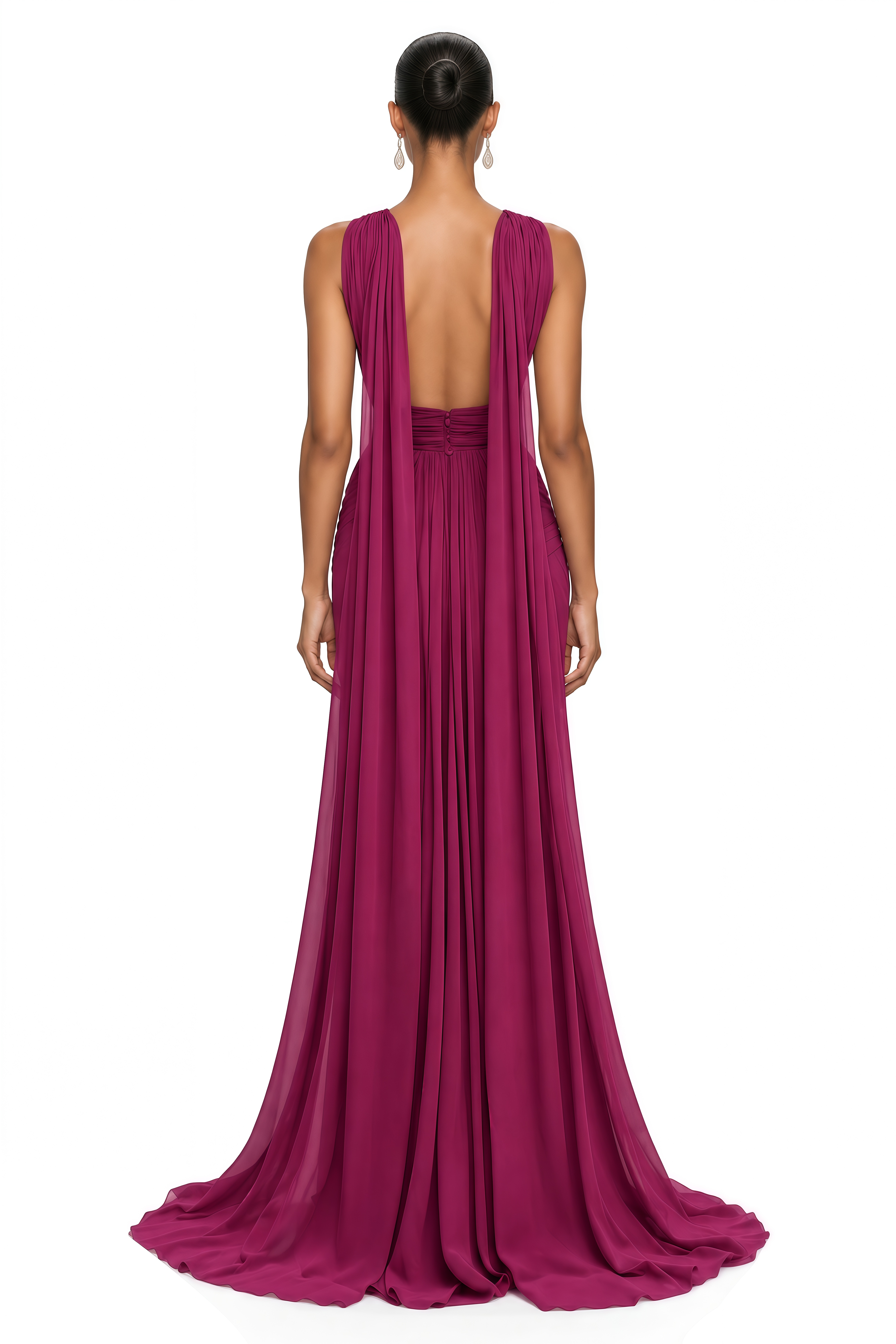 Ioana Purple Cross-Over Pleated Maxi Dress