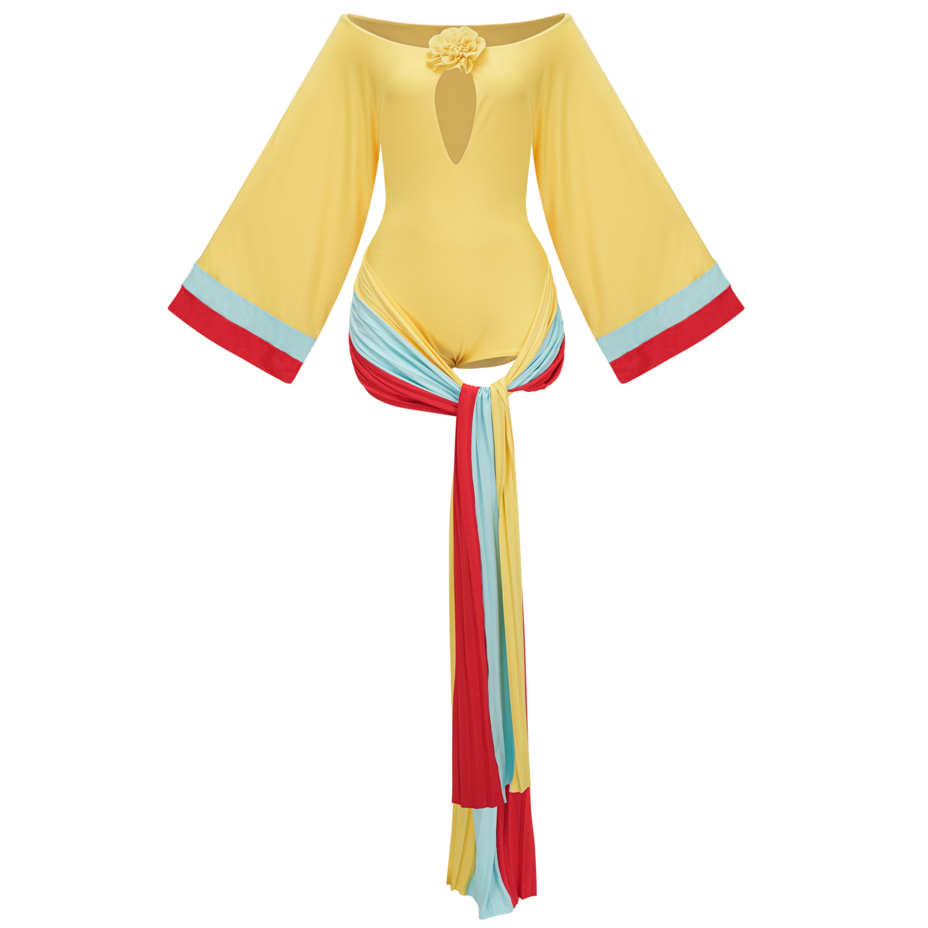 Ione Yellow Off Shoulder Draped Bodysuit