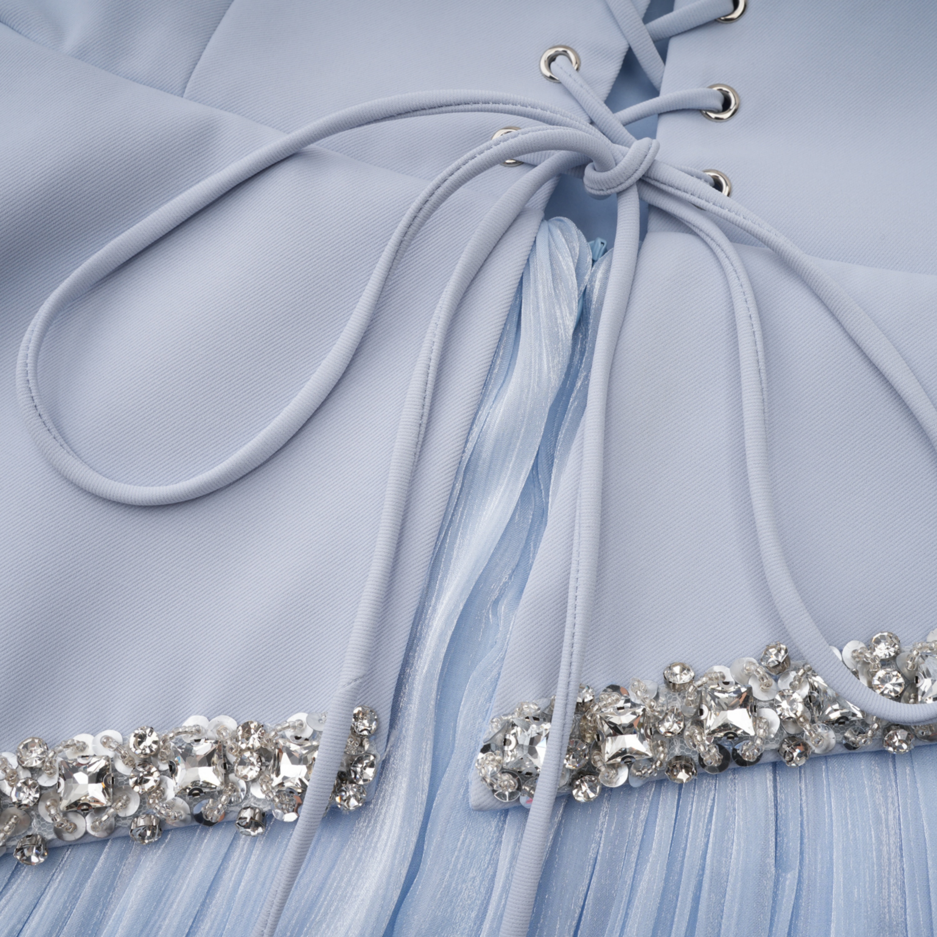 Iris Blue Embellished Asymmetrical Maxi Dress with Cape