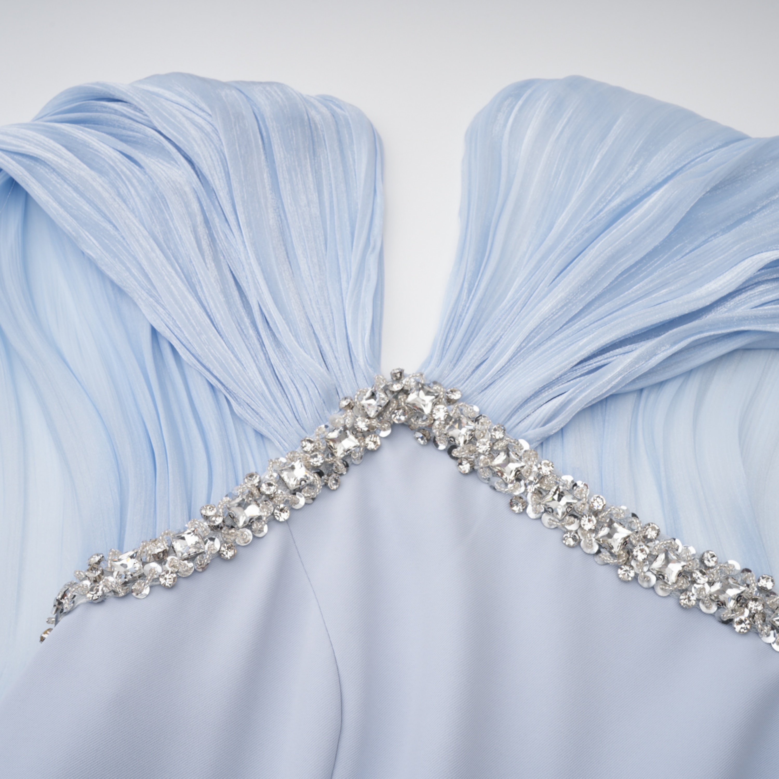 Iris Blue Embellished Asymmetrical Maxi Dress with Cape