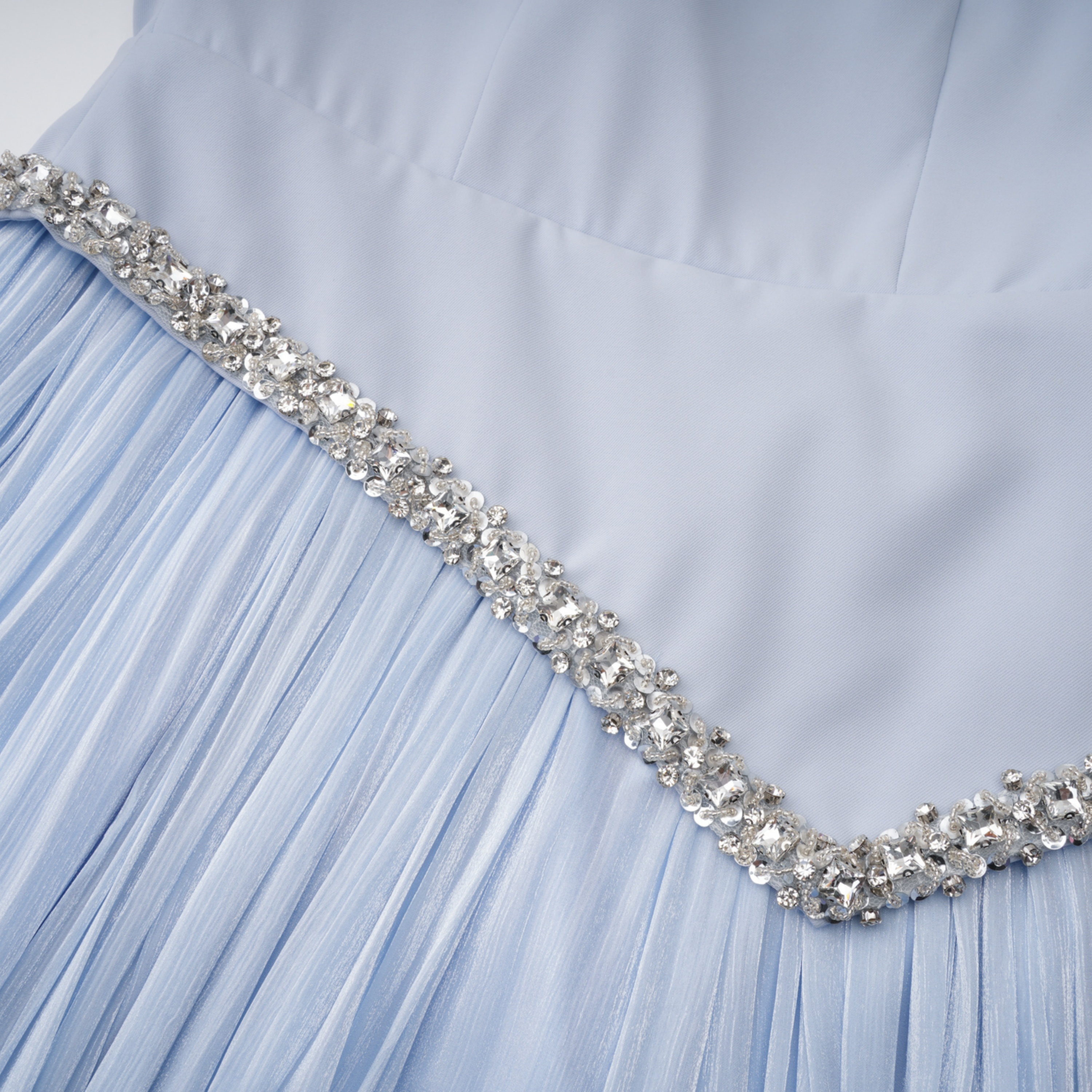 Iris Blue Embellished Asymmetrical Maxi Dress with Cape