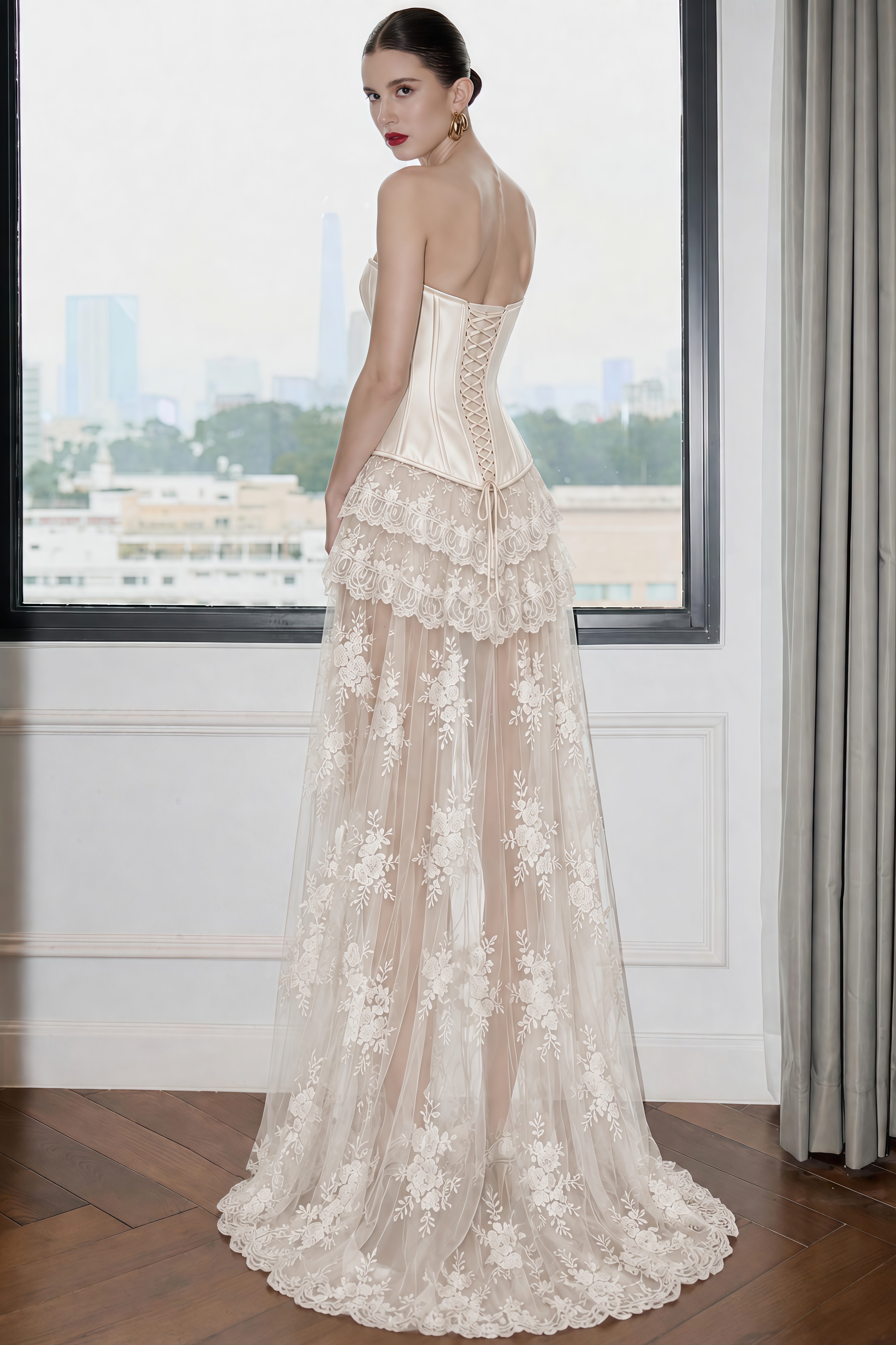 Isabella White Lace Corset Top & Maxi Skirt Set