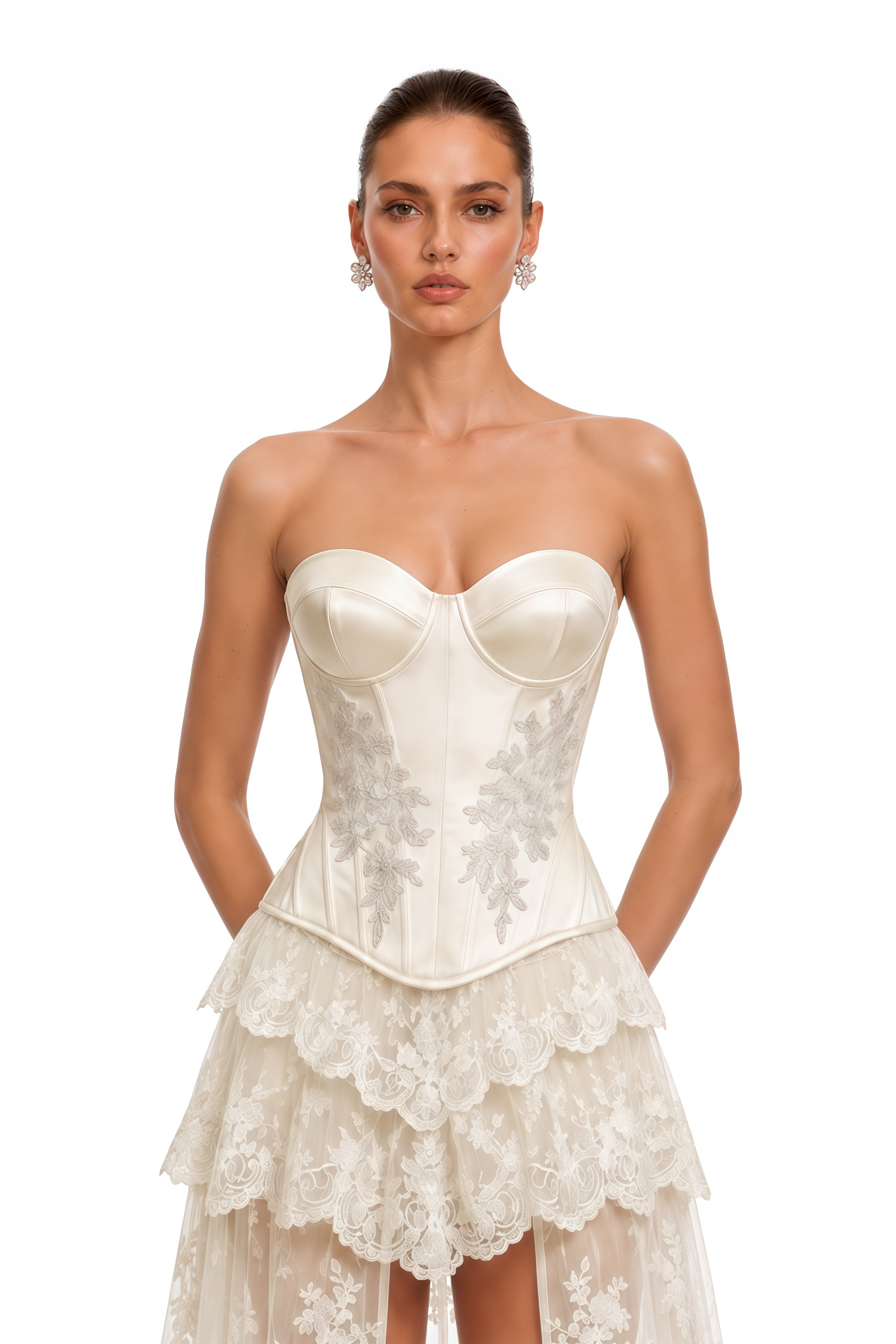 Isabella White Lace Corset Top & Maxi Skirt Set