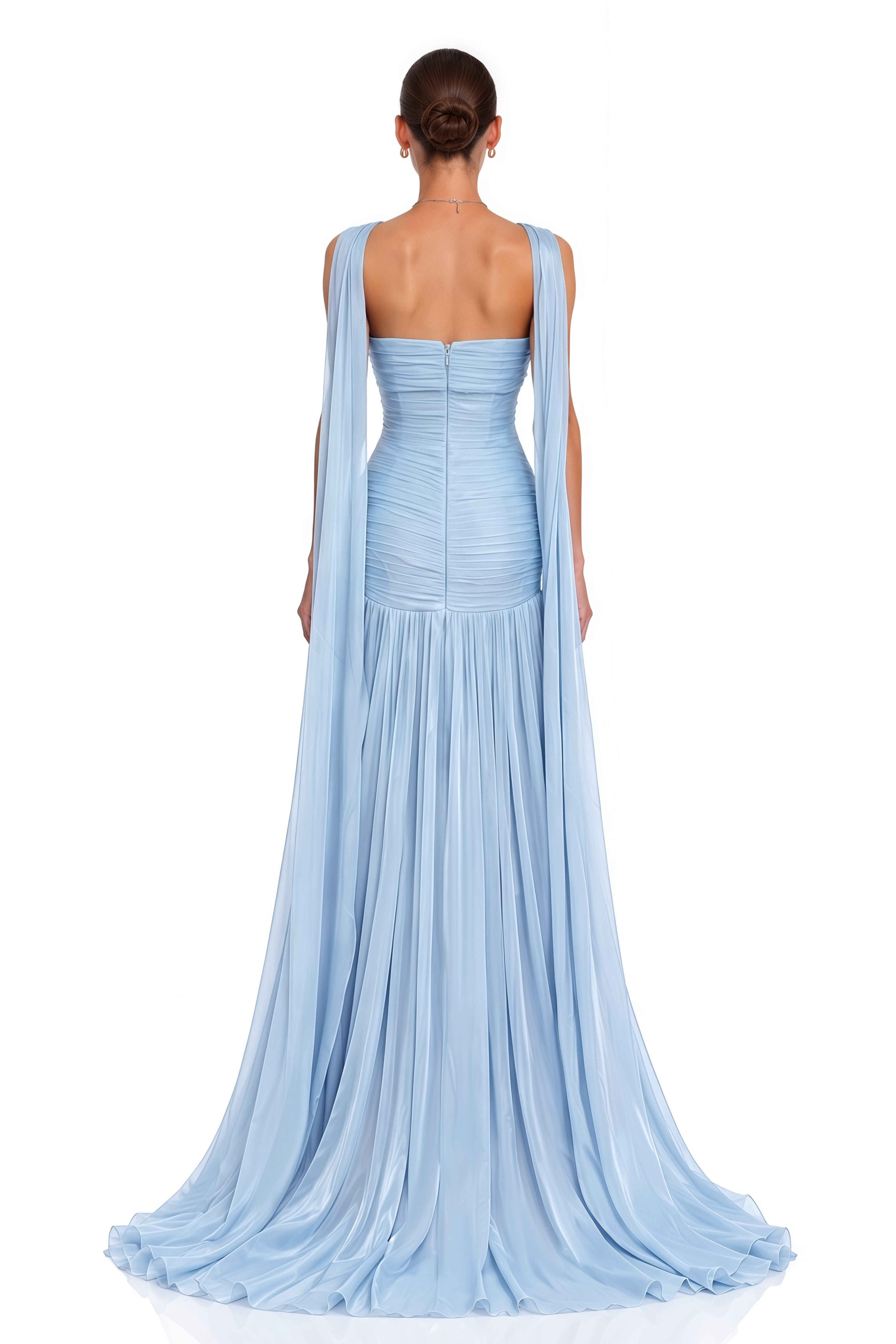 Jannat Blue Draped Pleated Maxi Dress with Scarf