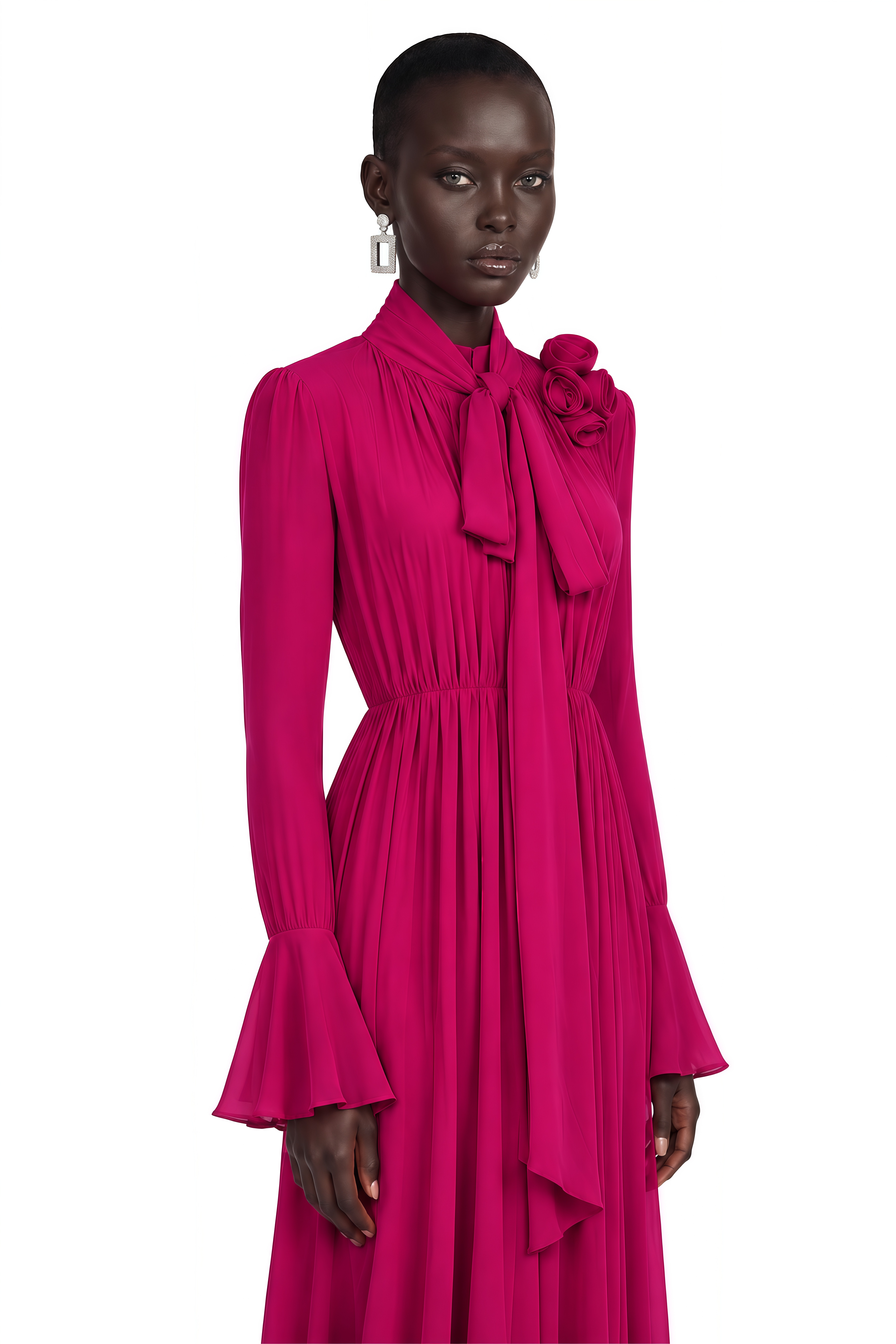 Jocelinda Purple Ruched Maxi Dress with 3D Florals