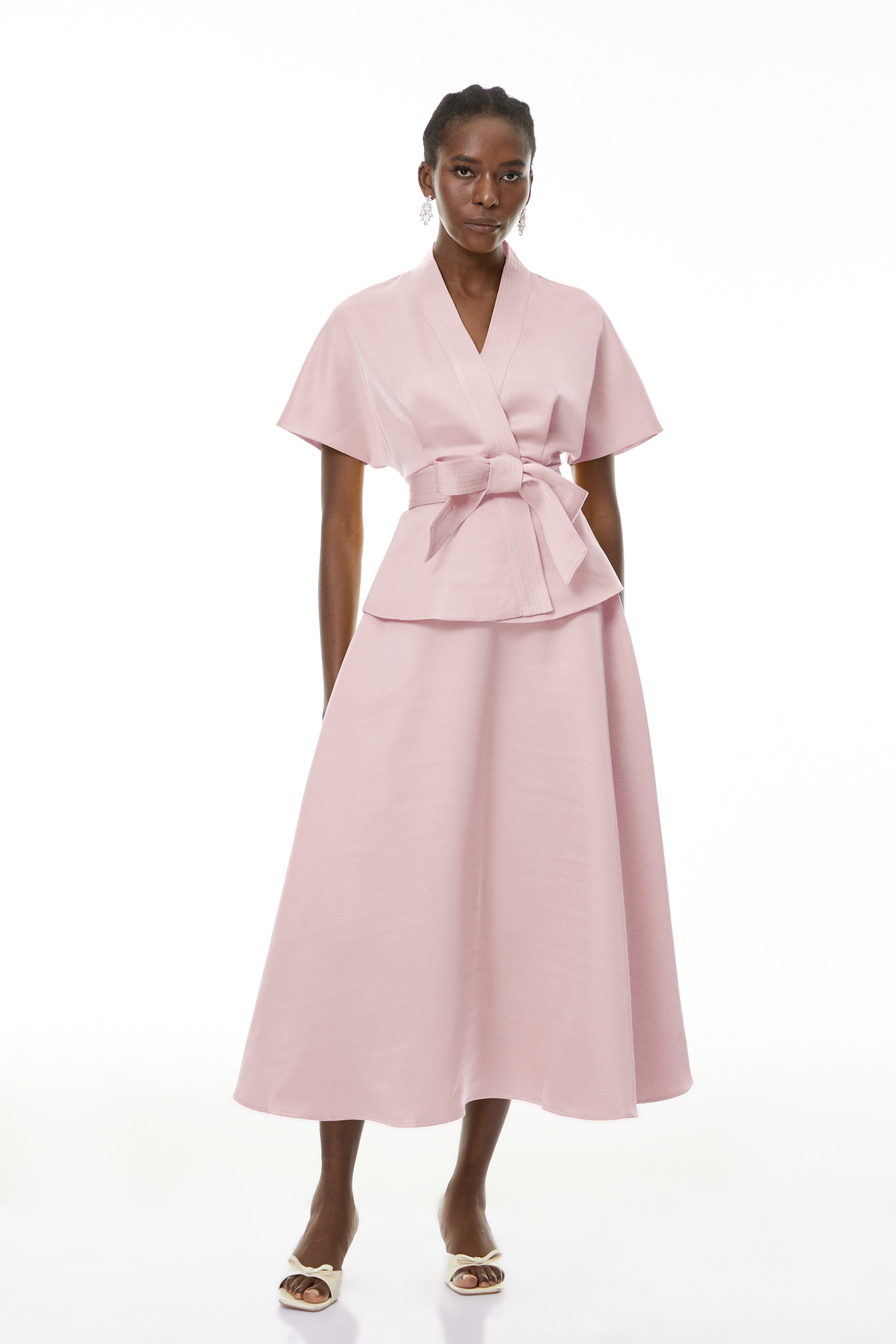Self-Tie Blouse & Skirt