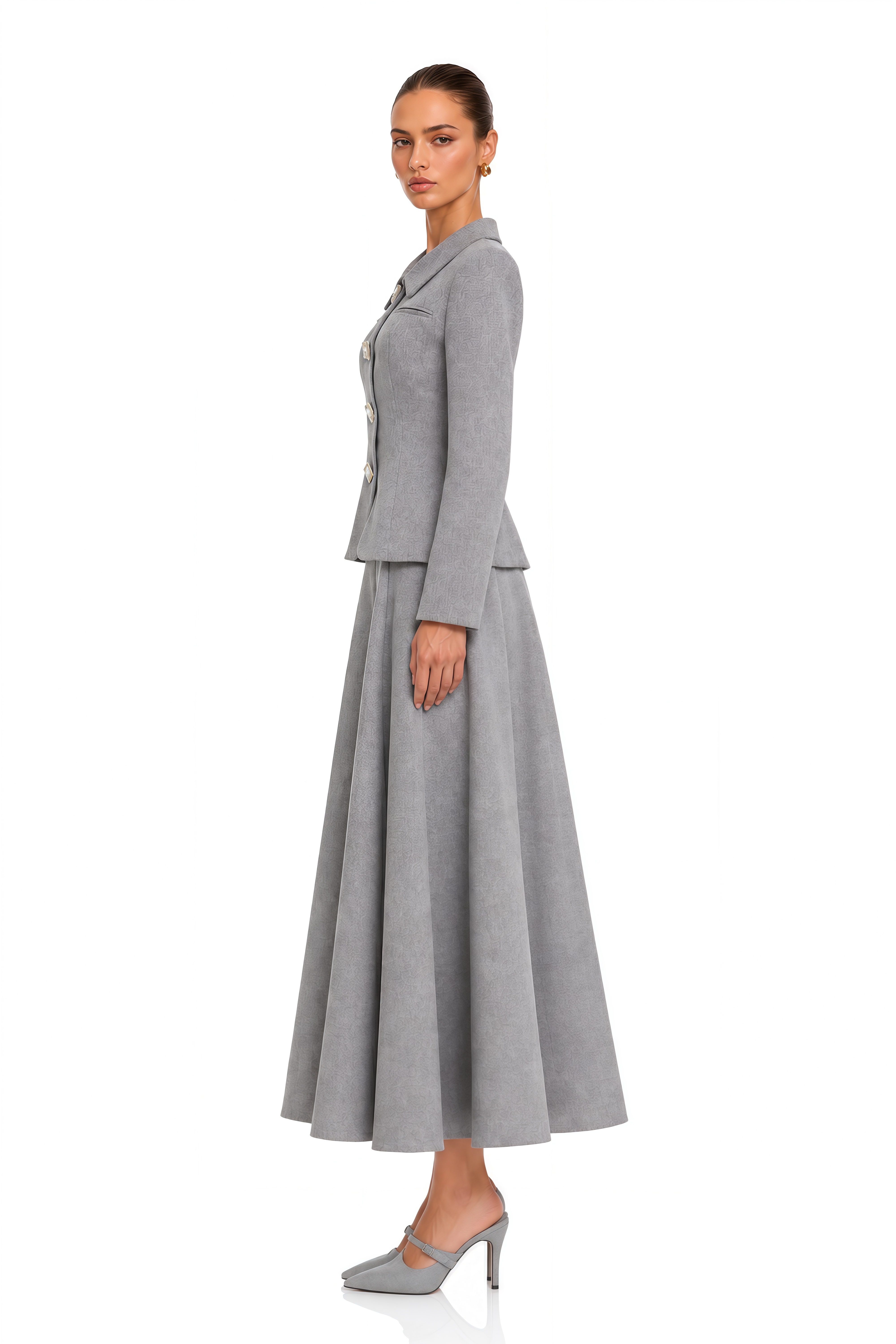 Jolanta Grey Single-Breasted Tweed Jacket & Dress Set