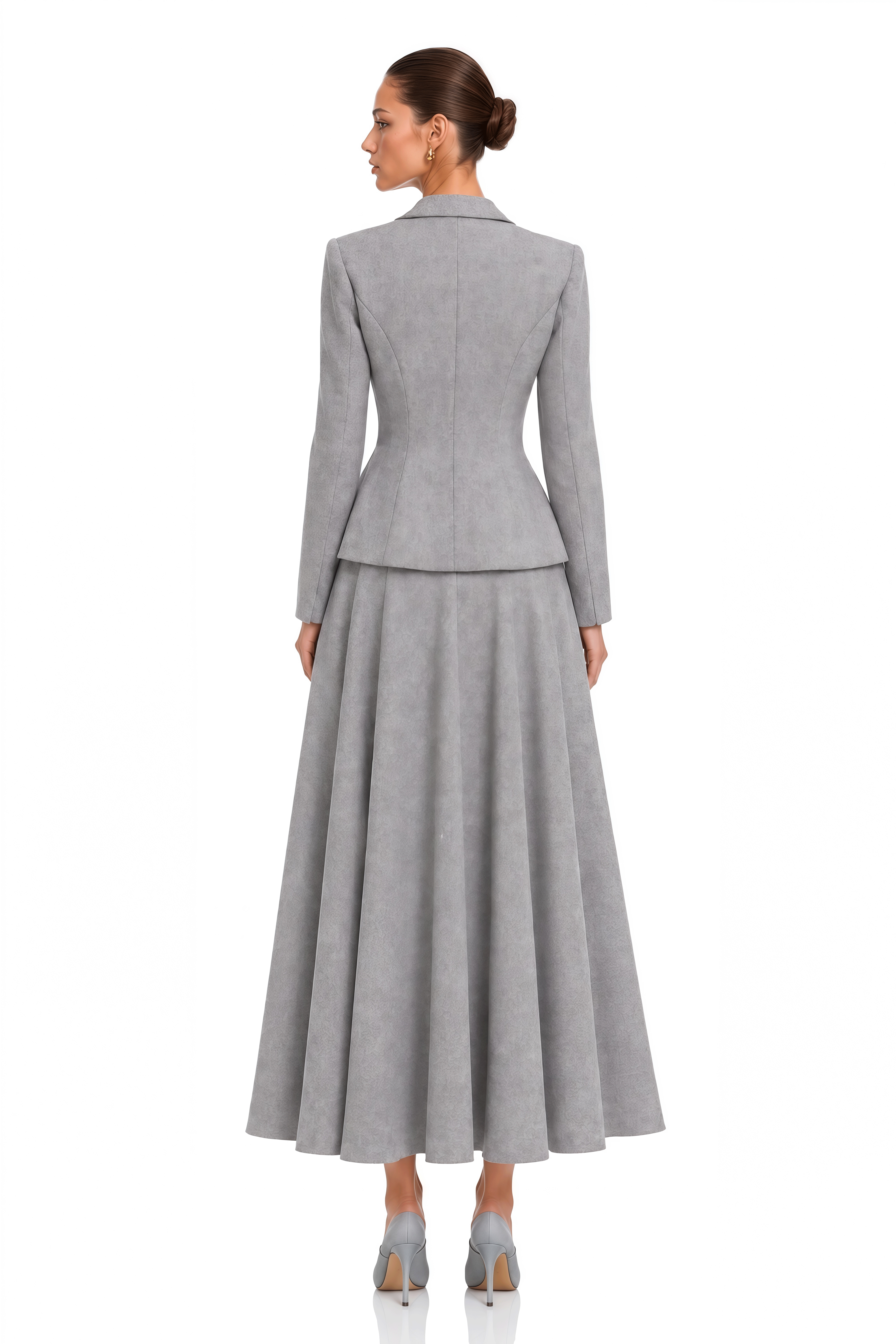 Jolanta Grey Single-Breasted Tweed Jacket & Dress Set