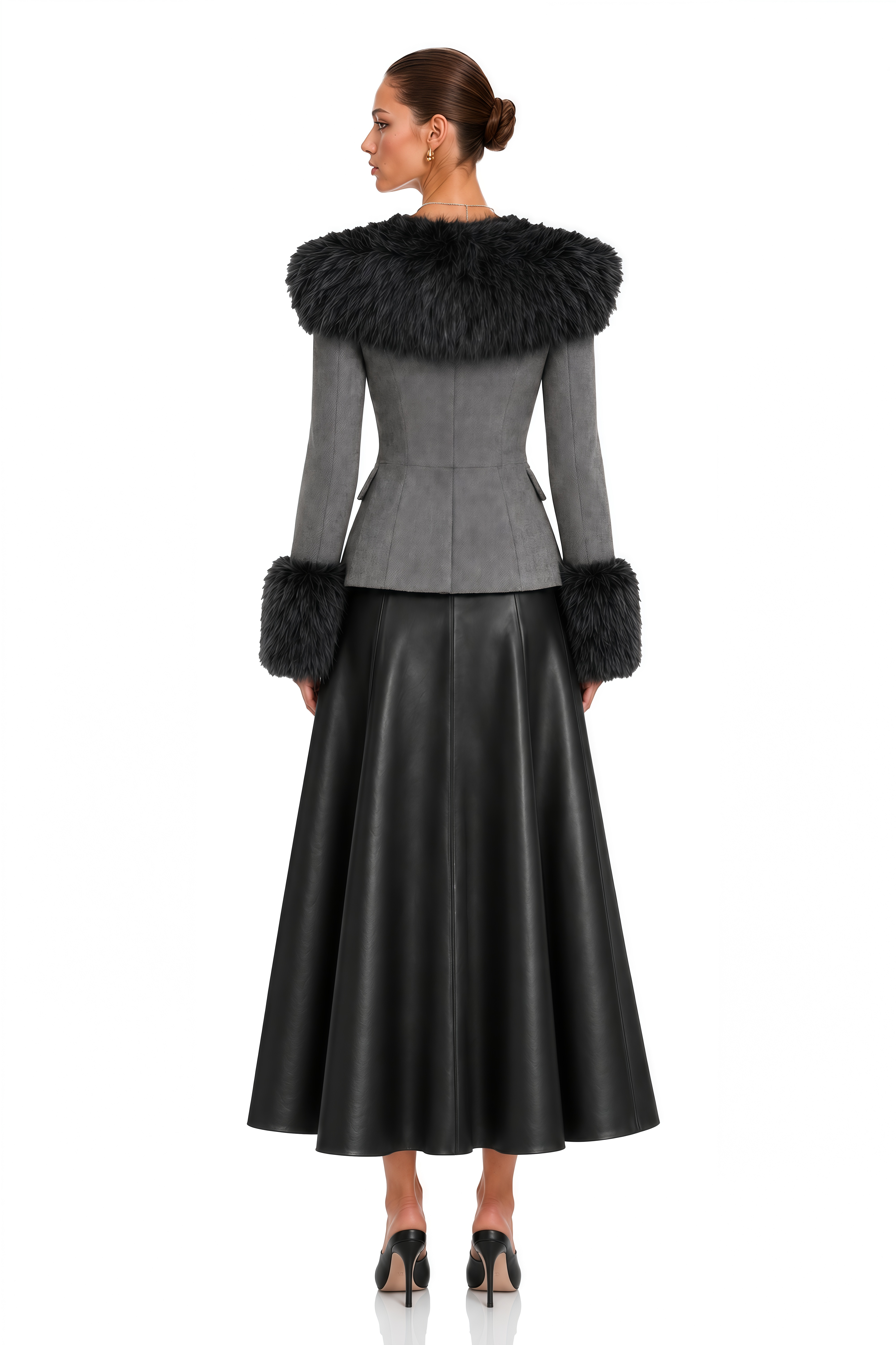 Jonna Grey Fur Collar Blazer