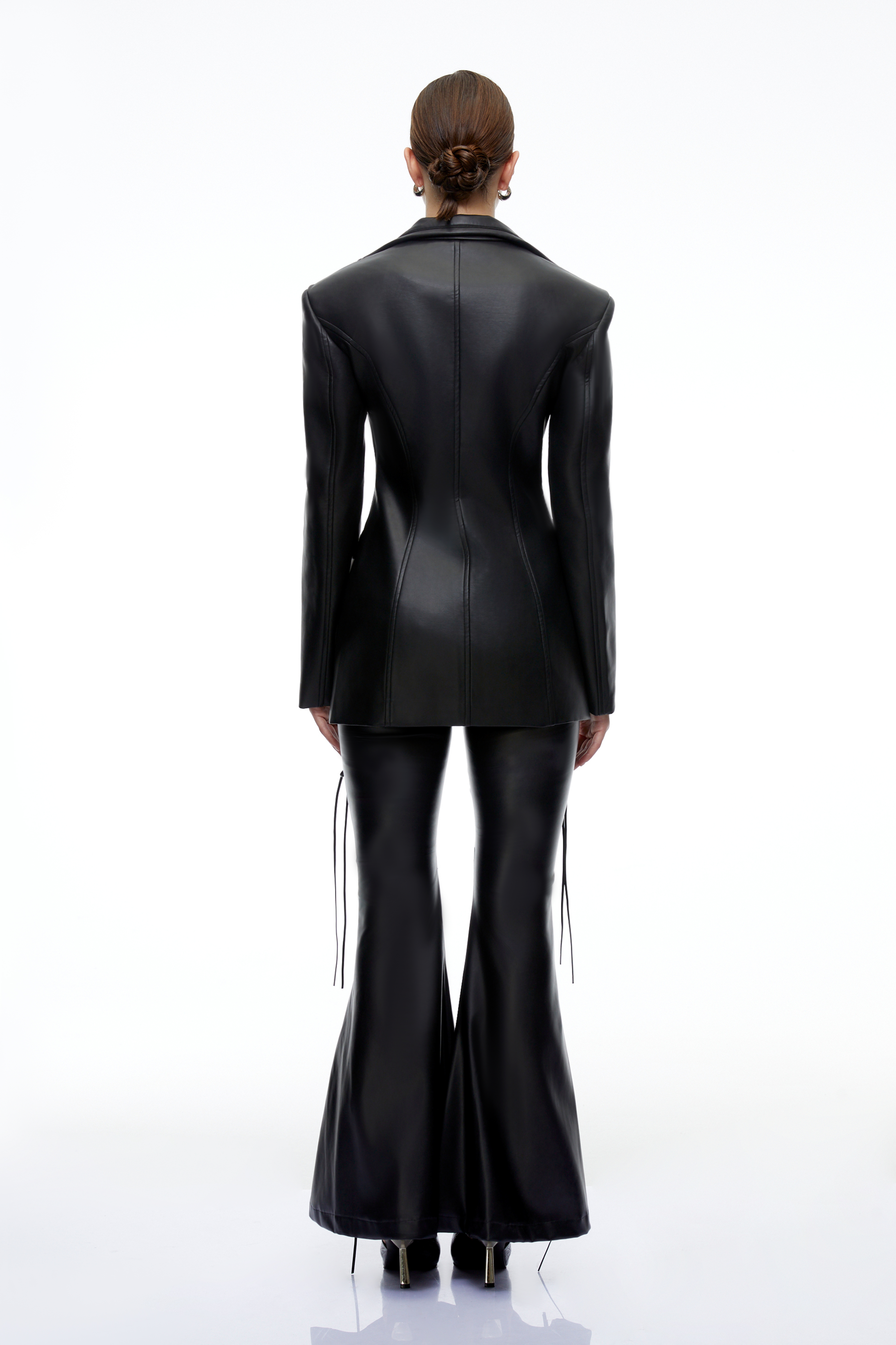 Jream Black Leather Structured Blazer