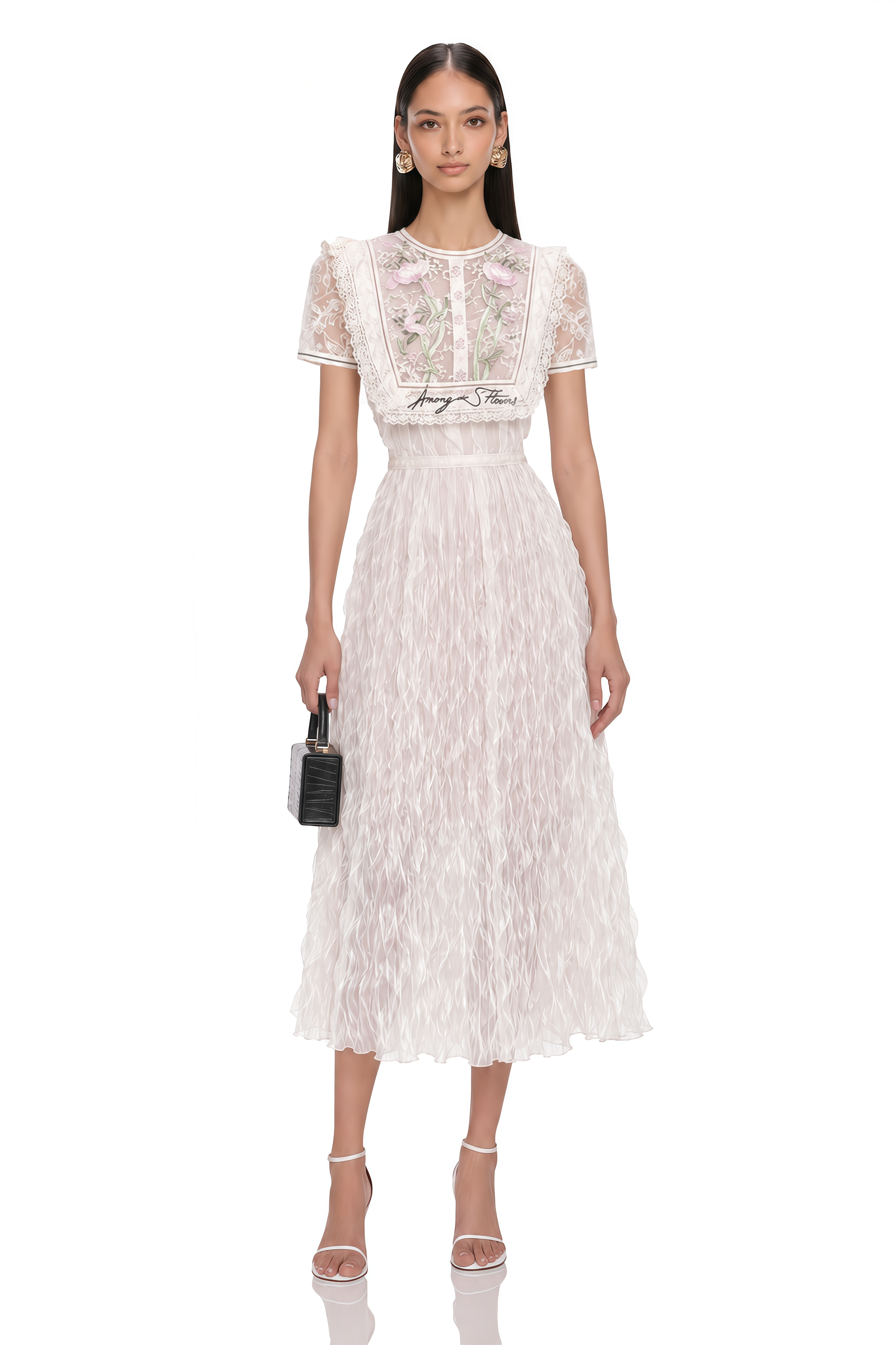 Kaila White Floral Embroidered Maxi Dress