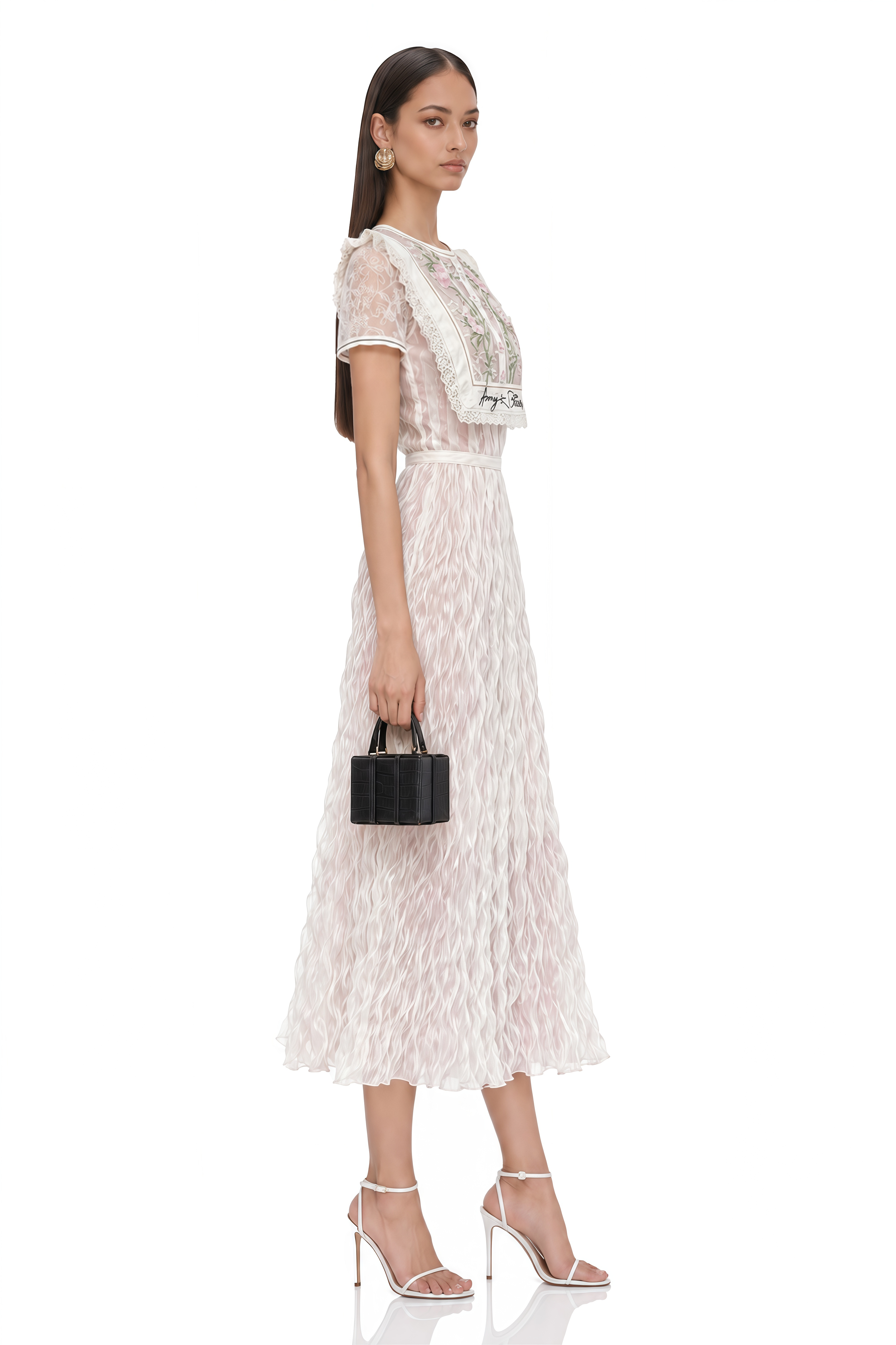 Kaila White Floral Embroidered Maxi Dress
