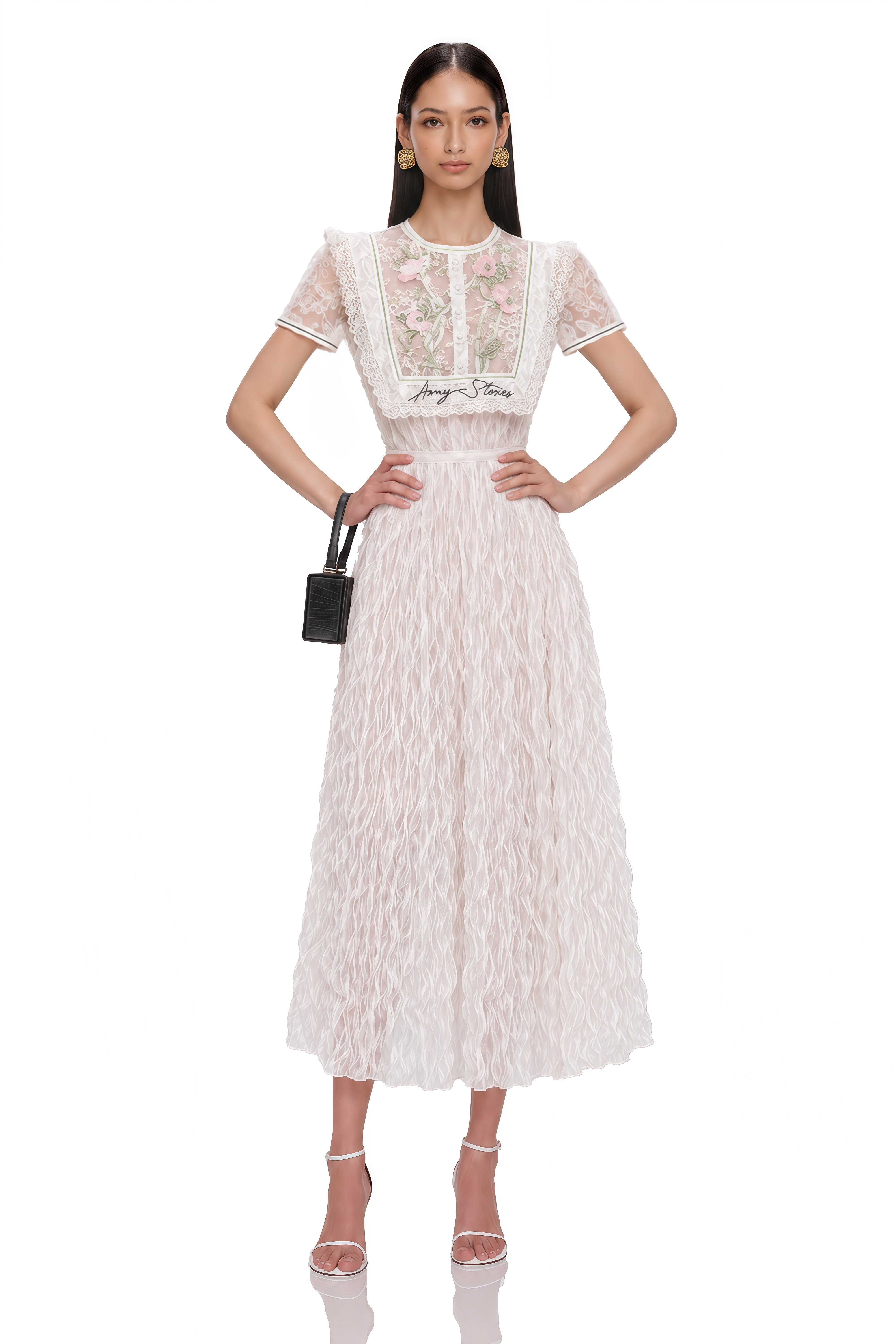 Kaila White Floral Embroidered Maxi Dress